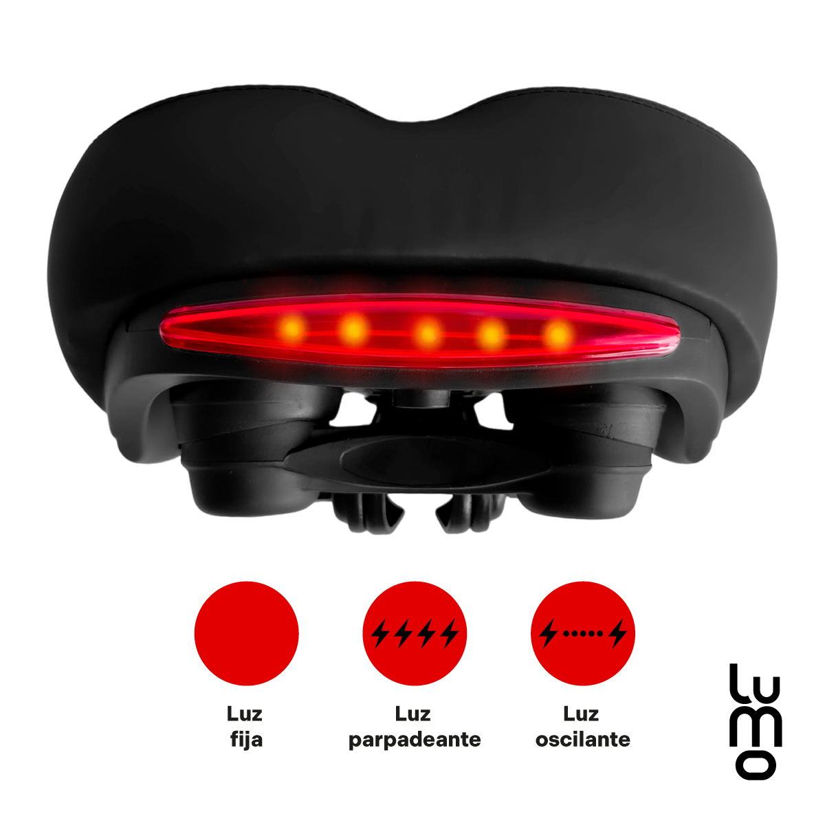 Sillin asiento Bici Luz Ergonomico Comfortable Impermeble 
