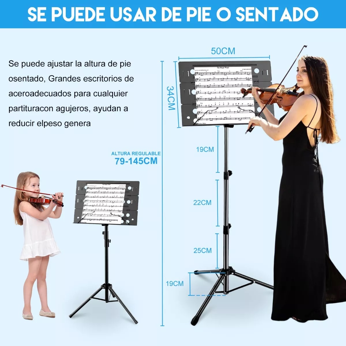 Atril Para Partituras Ajustable Plegablecon Soportes Y Clip