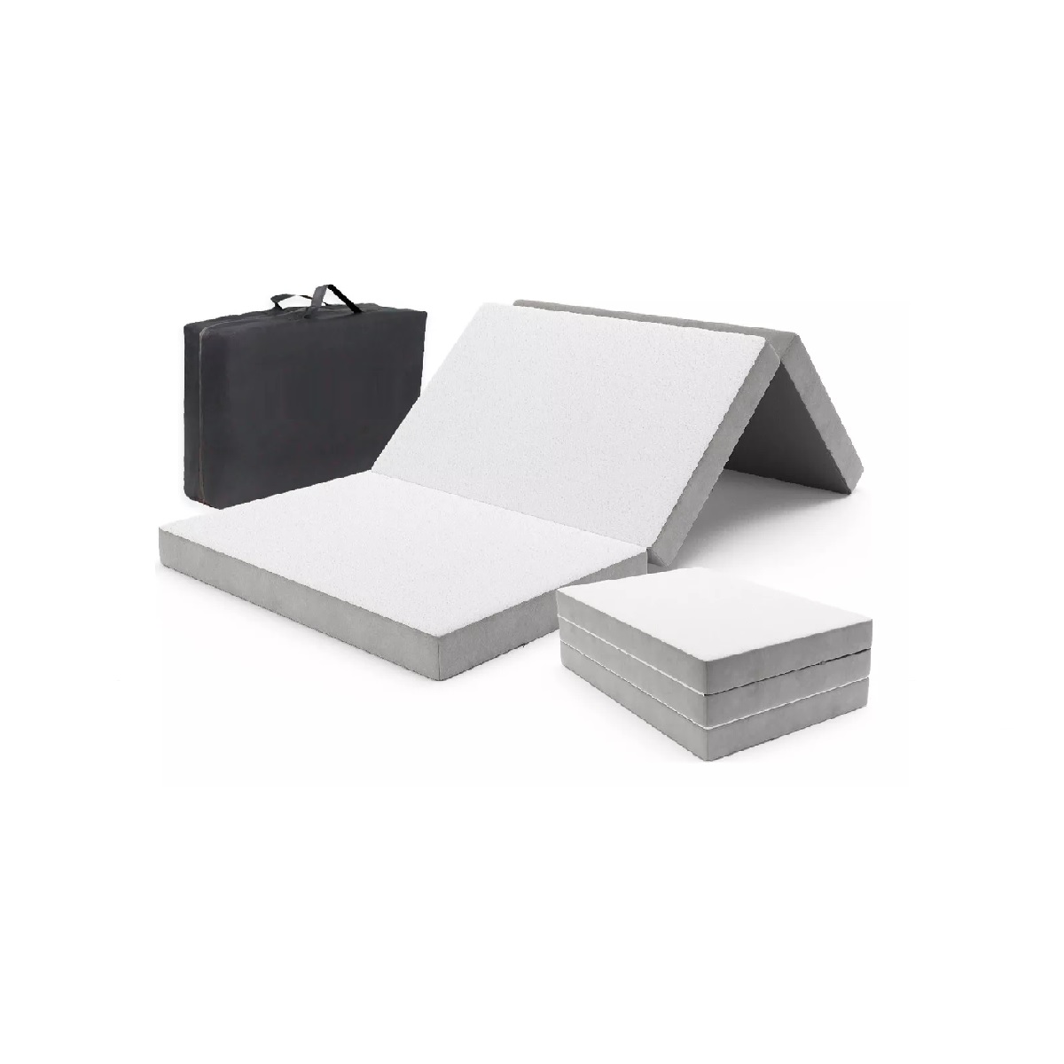 Colchoneta Plegable Individual 80 Cm Con Maleta Transportadora Blanco