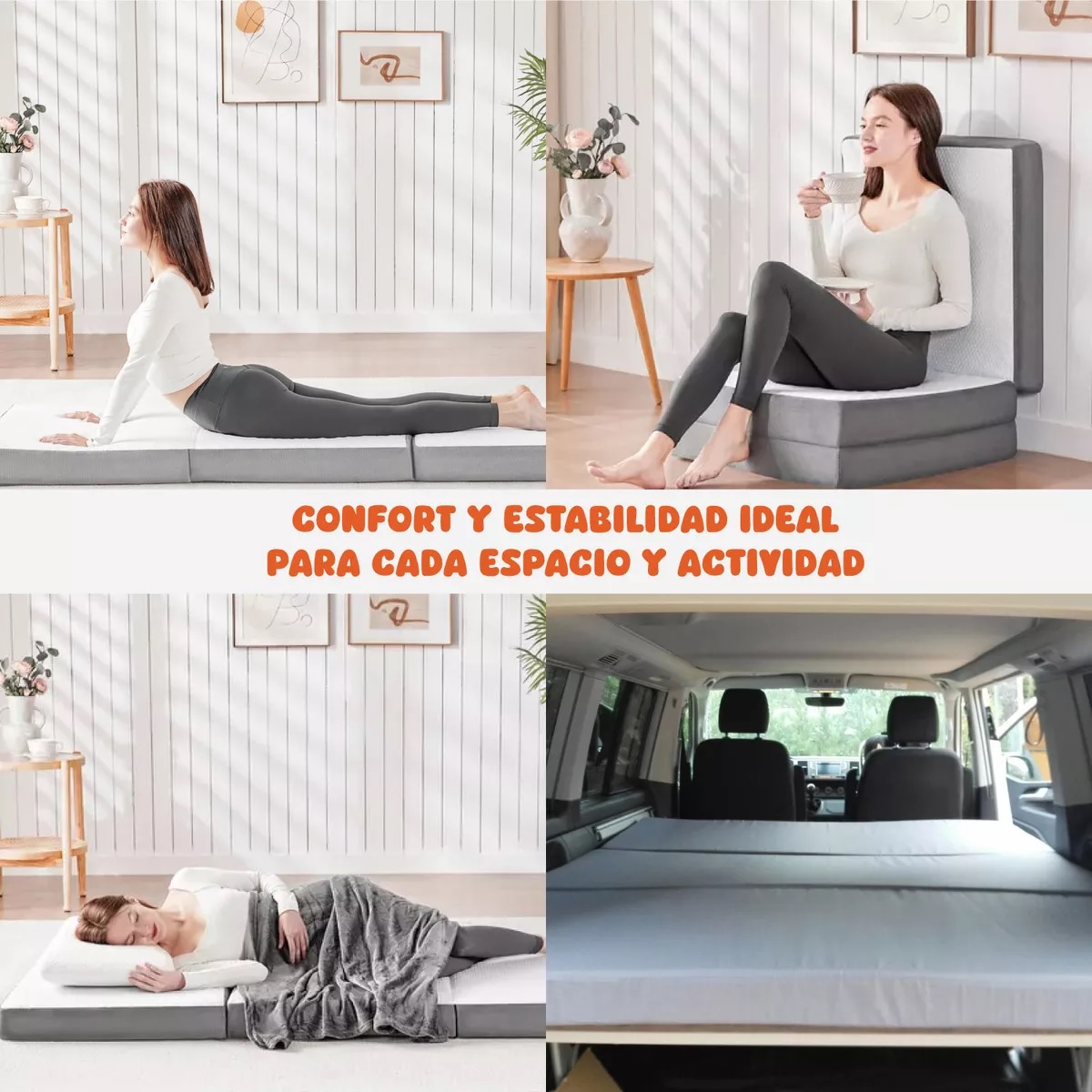 Colchoneta Plegable Individual 80 Cm Con Maleta Transportadora Blanco