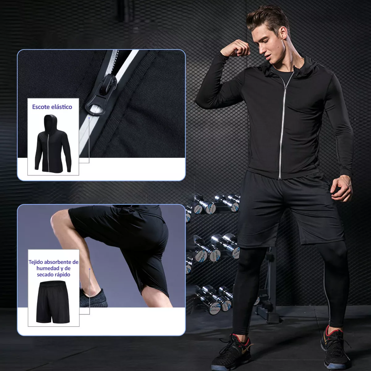 Ropa Deportiva Conjuntos Deportivos Licras Hombre 3 Piezas Talla 3XL
