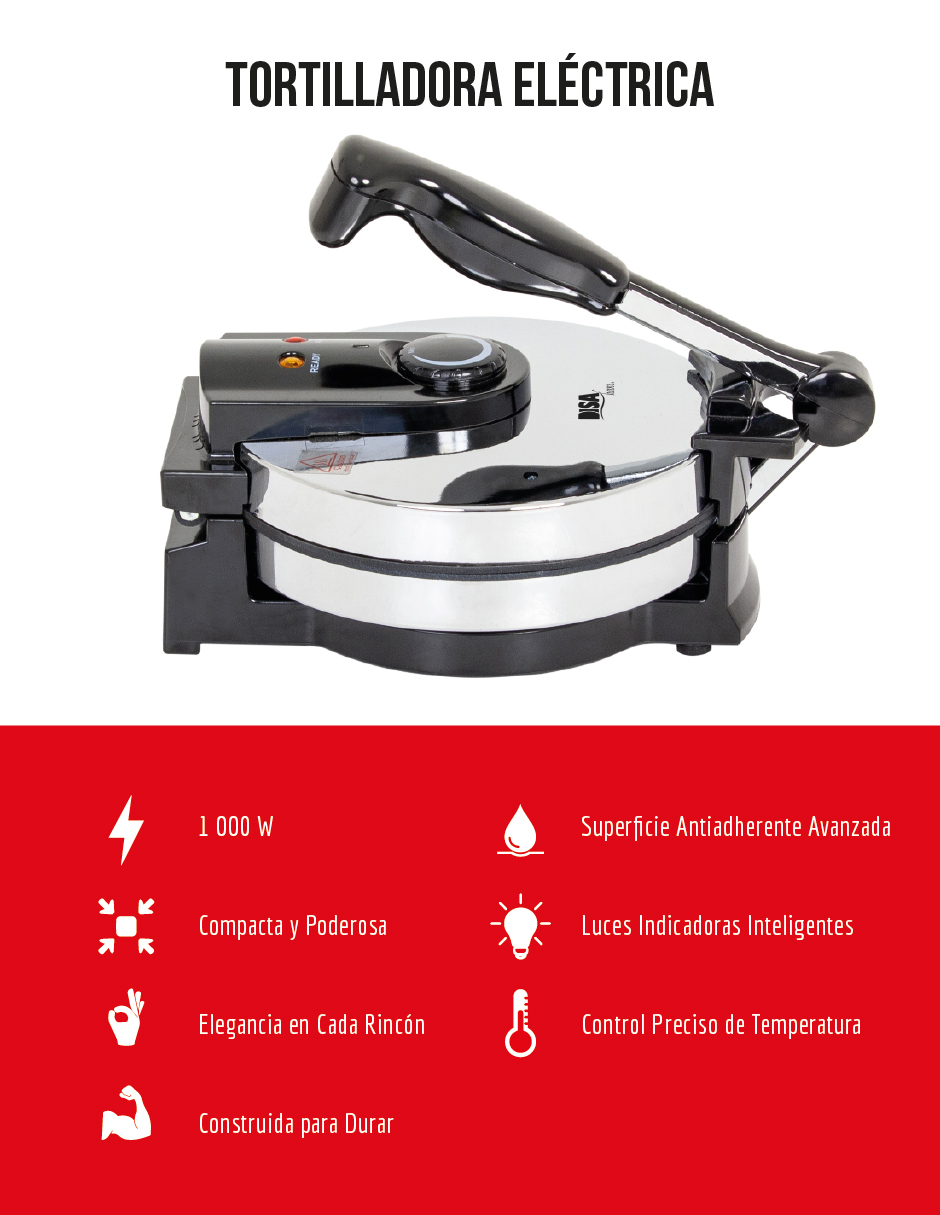 TORTILLADORA ELÉCTRICA DISA HOME MAQUINA PARA TORTILLAS HARINA/MAÍZ