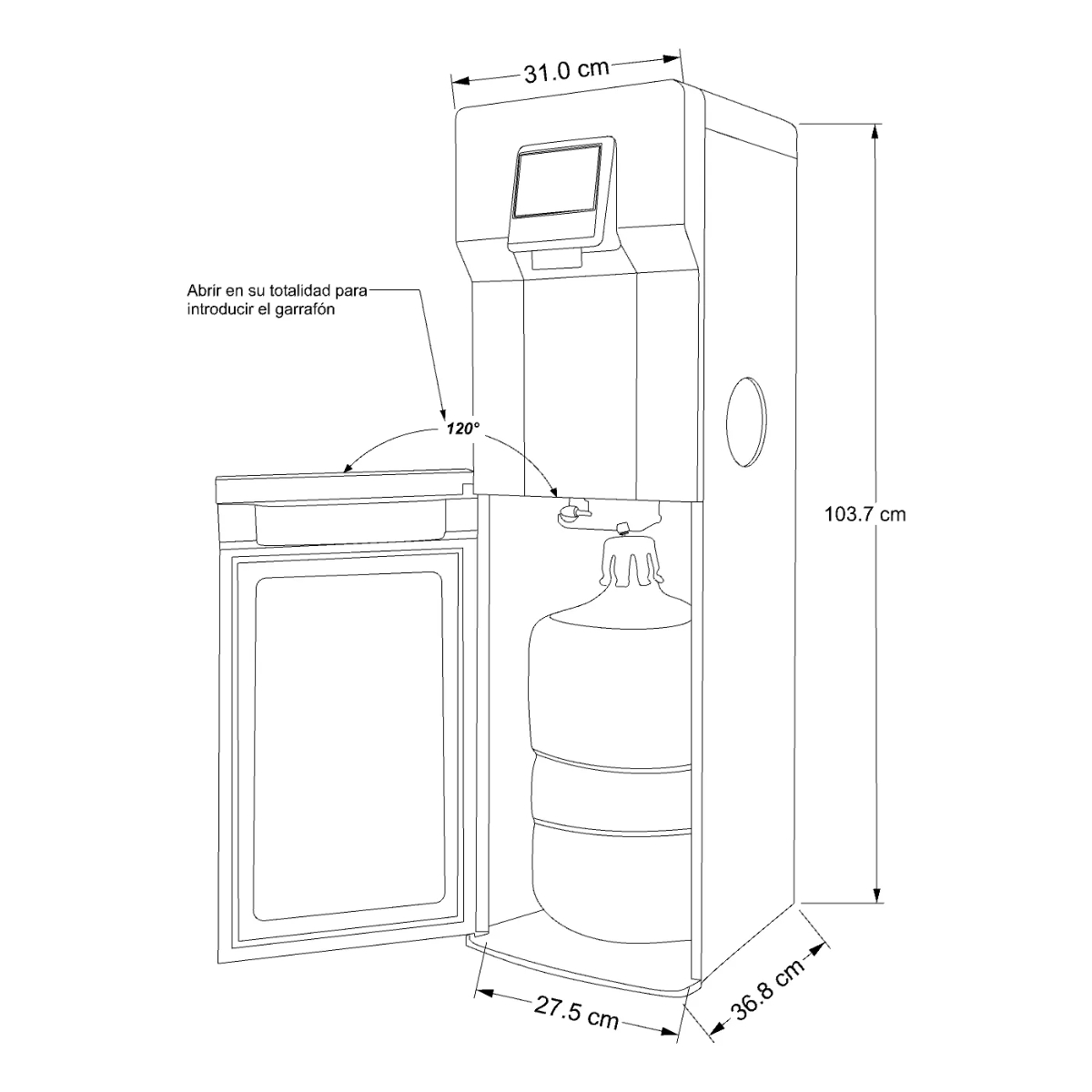 Despachador de agua Whirlpool WK0260B con Fábrica de Hielo y Garrafón Oculto