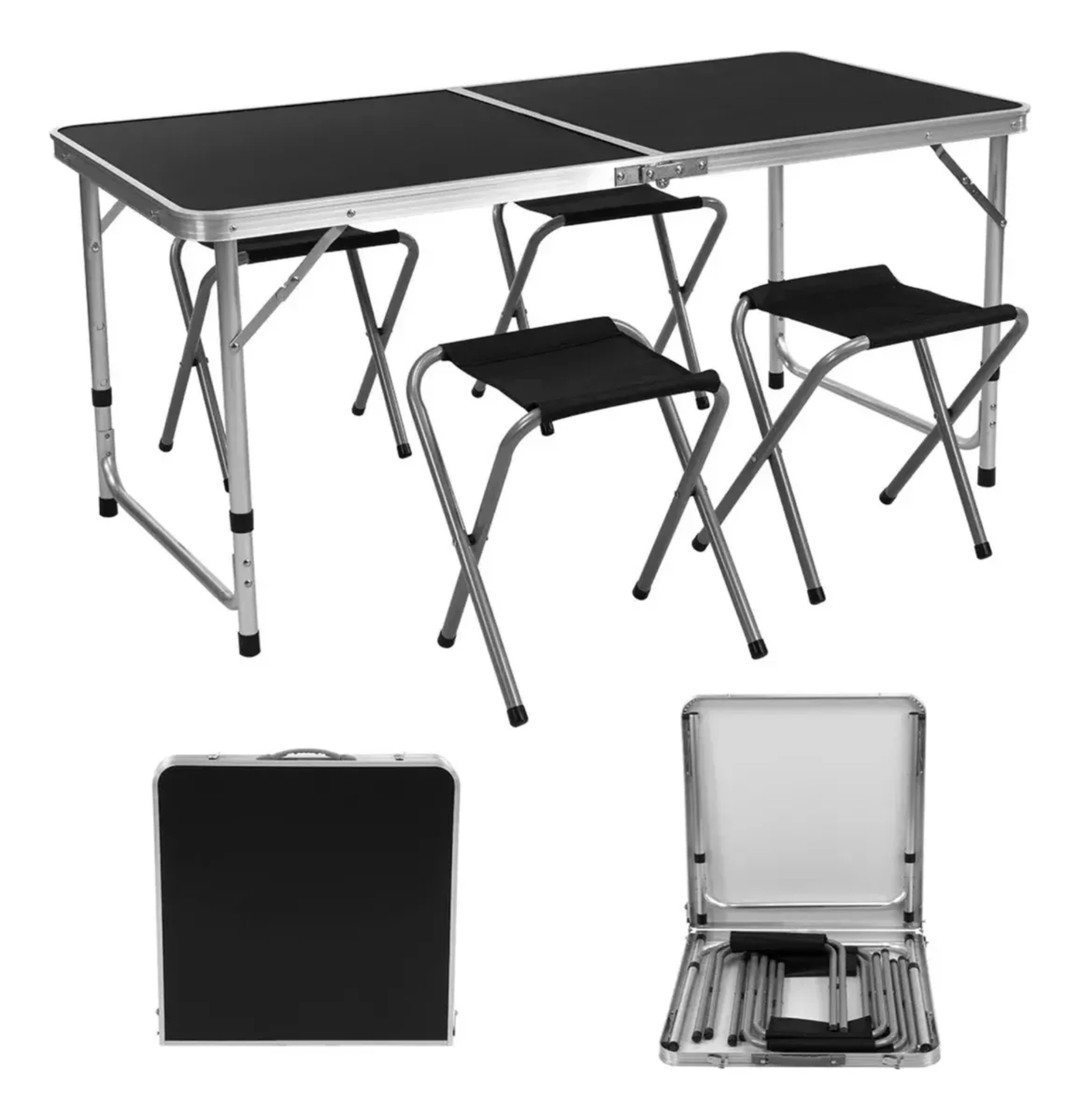 Mesa Plegable Tipo Portafolio 1.20 M Con 4 Sillas Portatil