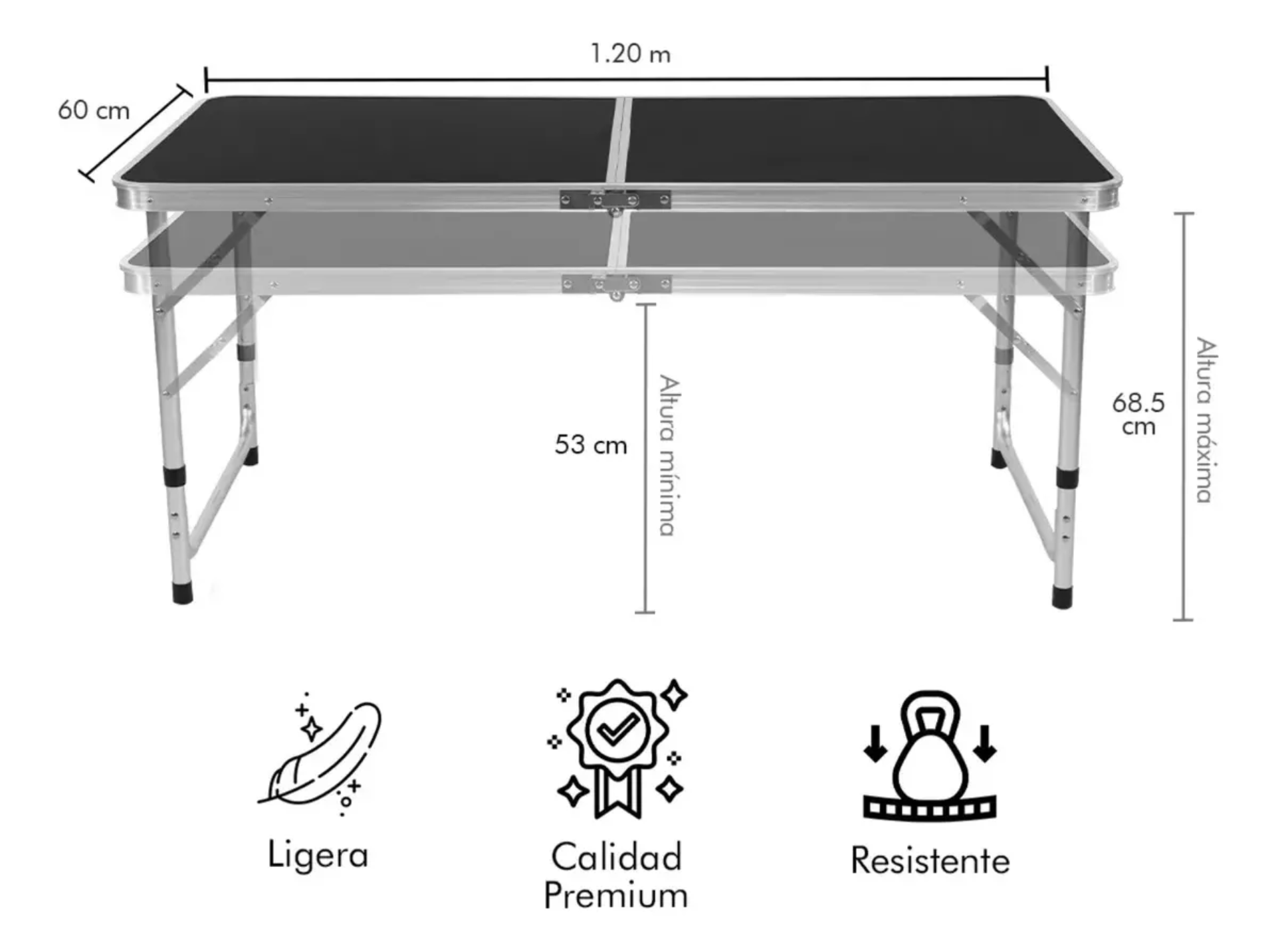Mesa Plegable Tipo Portafolio 1.20 M Con 4 Sillas Portatil