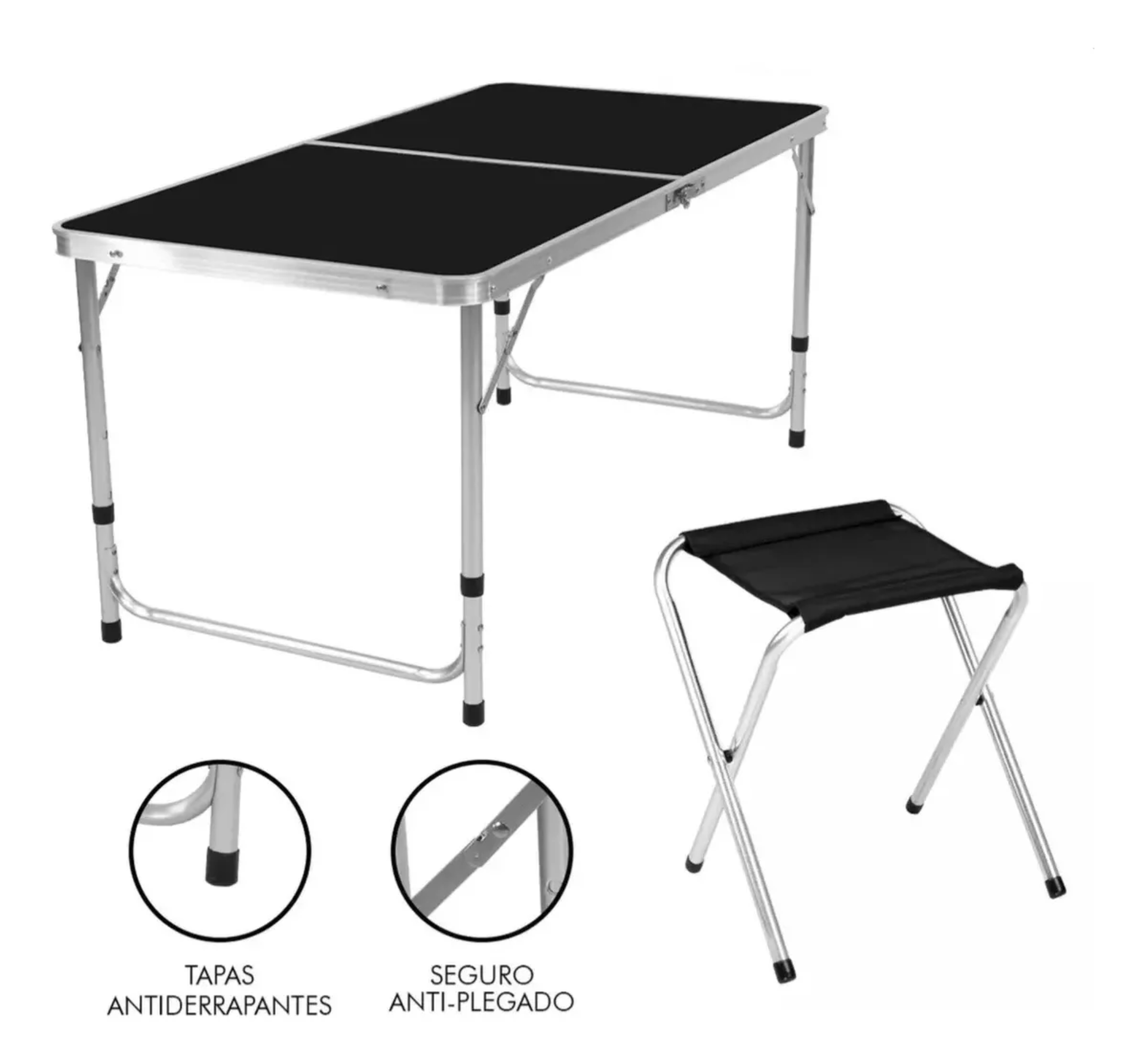 Mesa Plegable Tipo Portafolio 1.20 M Con 4 Sillas Portatil