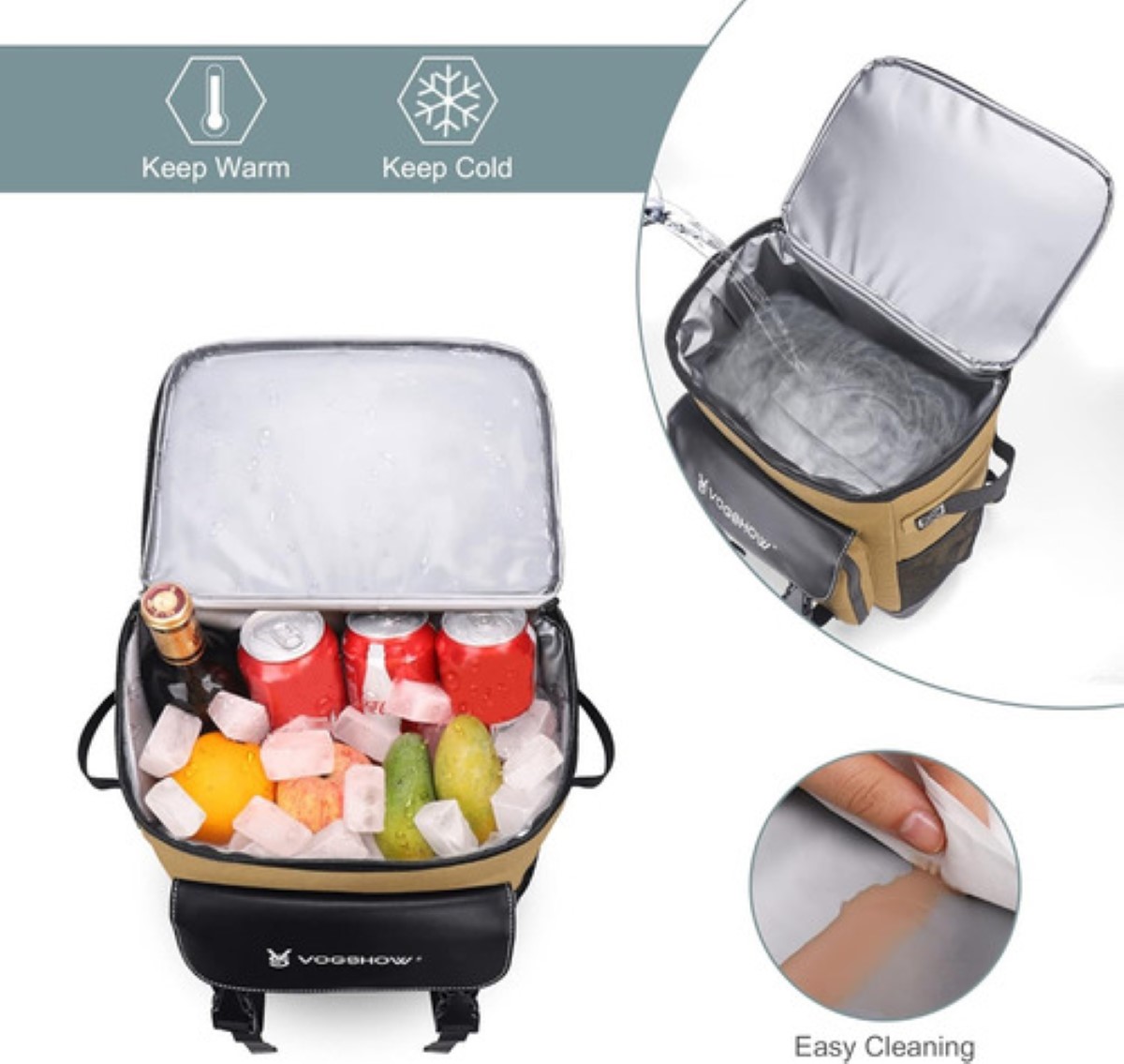 Mochila Hielera Bolsa Termica Portátil Impermeable De 30l Caqui