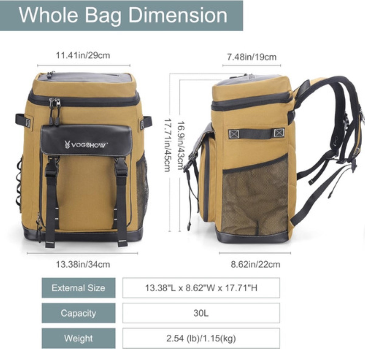 Mochila Hielera Bolsa Termica Portátil Impermeable De 30l Caqui