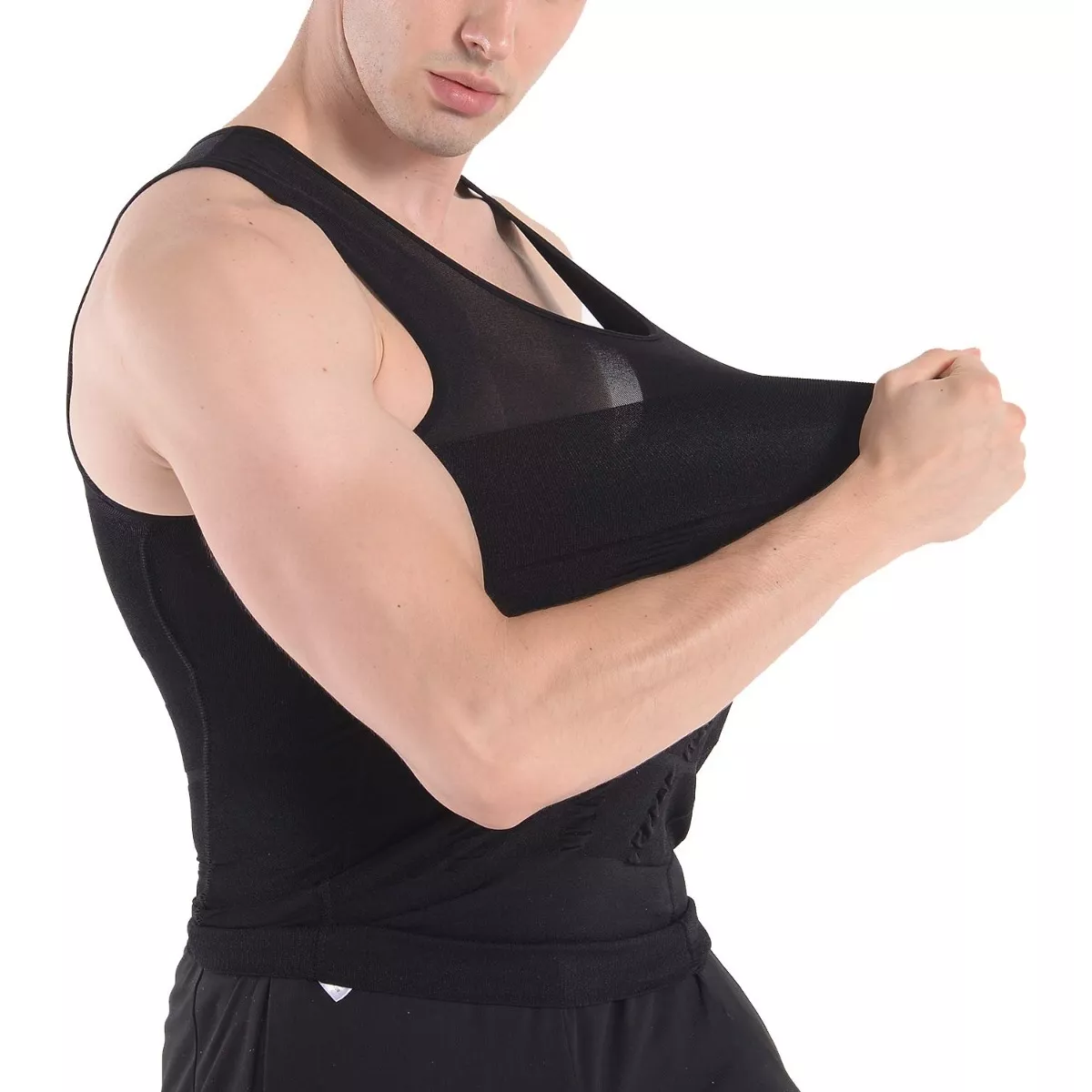 Kit 3pzs Playeras Faja Reductora Moldeadora Para Hombre Negro Talla M