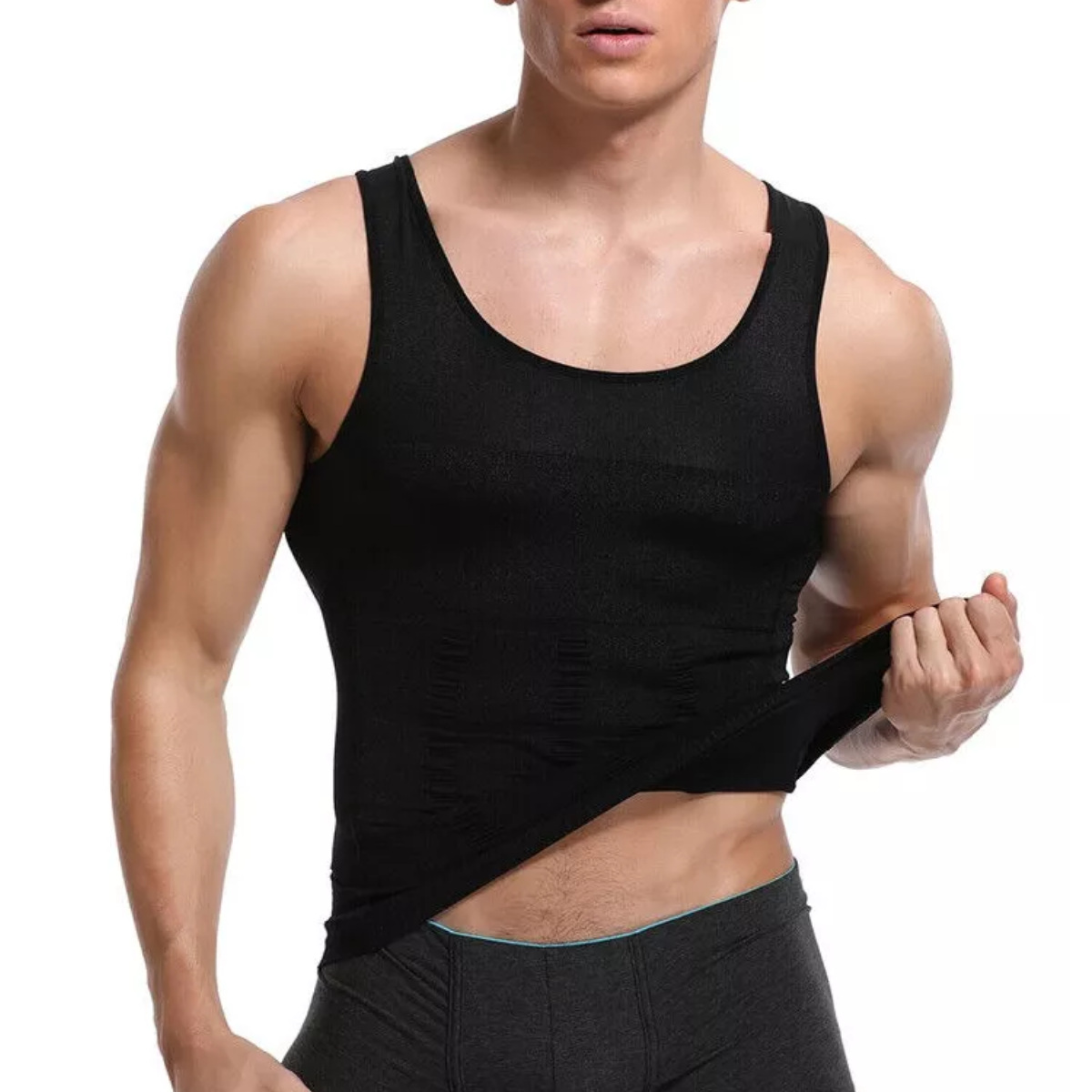 Kit 3pzs Playeras Faja Reductora Moldeadora Para Hombre Negro Talla M