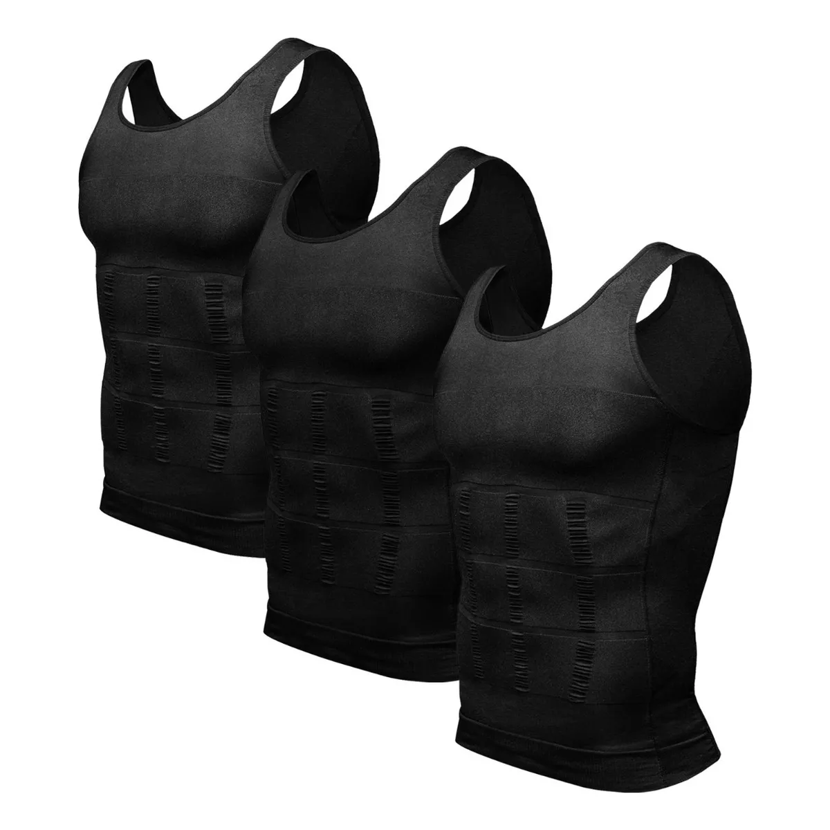 Kit 3pzs Playeras Faja Reductora Moldeadora Para Hombre Negro Talla M