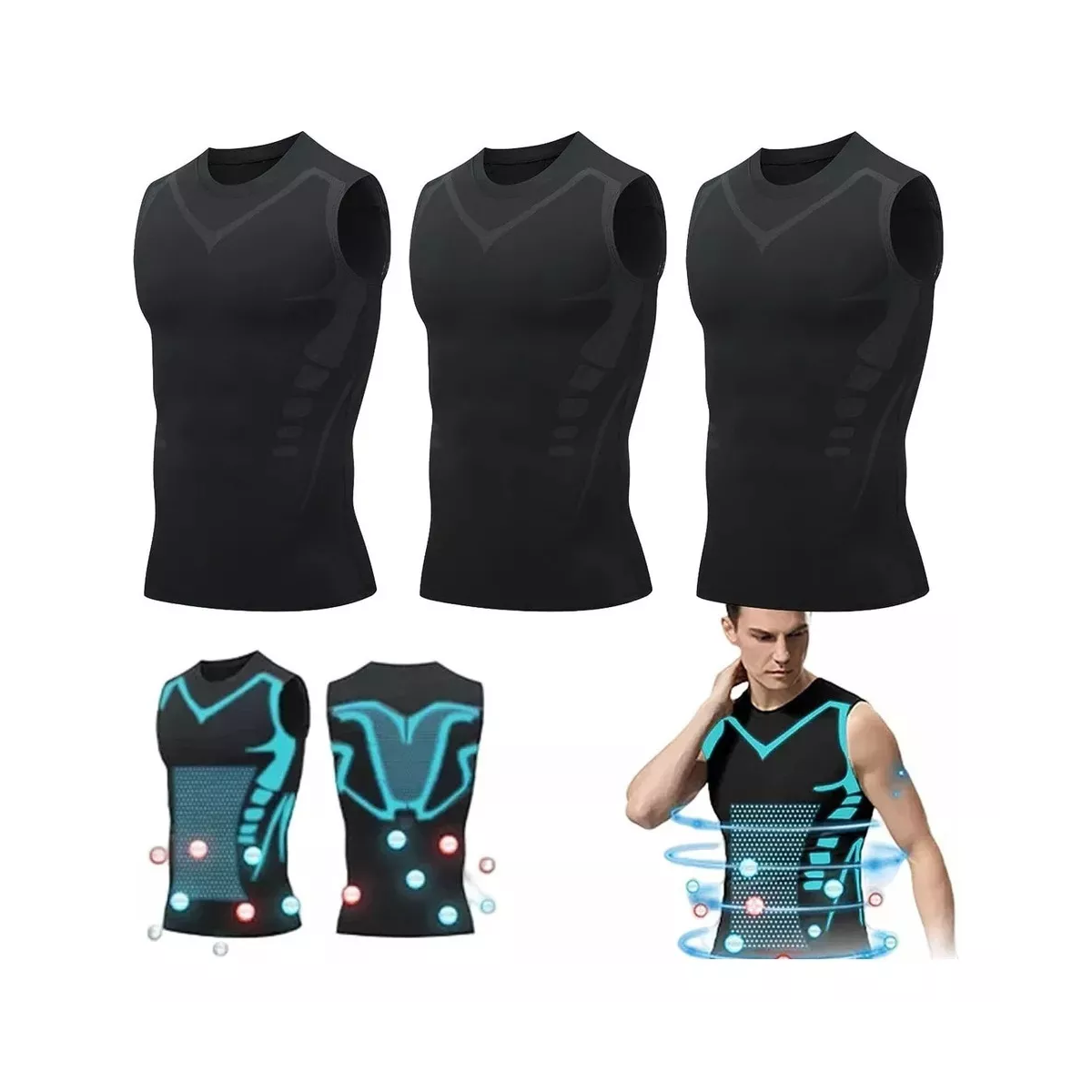 Playeras Chaleco Secado Rápido Para Deporte De Hombre 3pcs Talla M Negro
