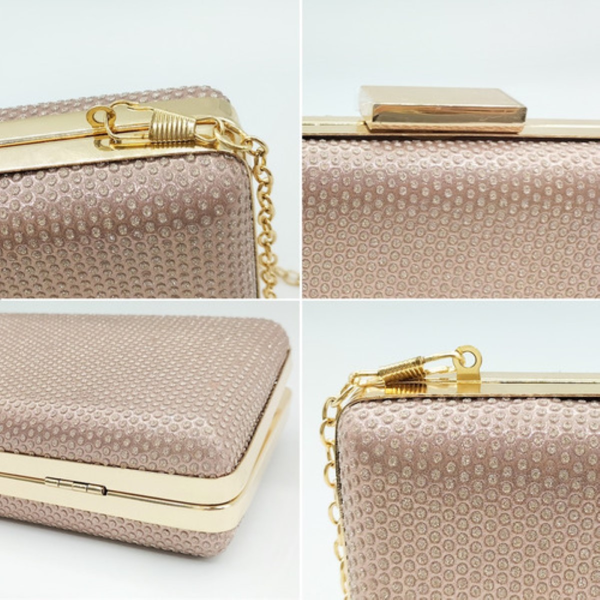 Bolso De Mano Brillantes De Dama Para Cóctel, Fiesta, Boda Oro/Rosa