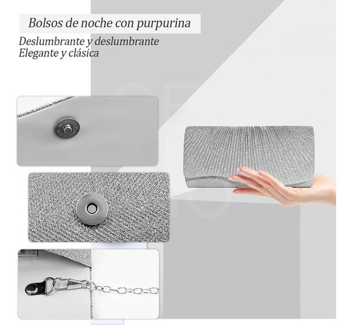 Bolso De Noche Embrague Para Mujer De Fiesta Y Boda Plateado