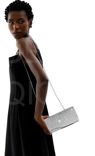 Bolso De Noche Embrague Para Mujer De Fiesta Y Boda Plateado
