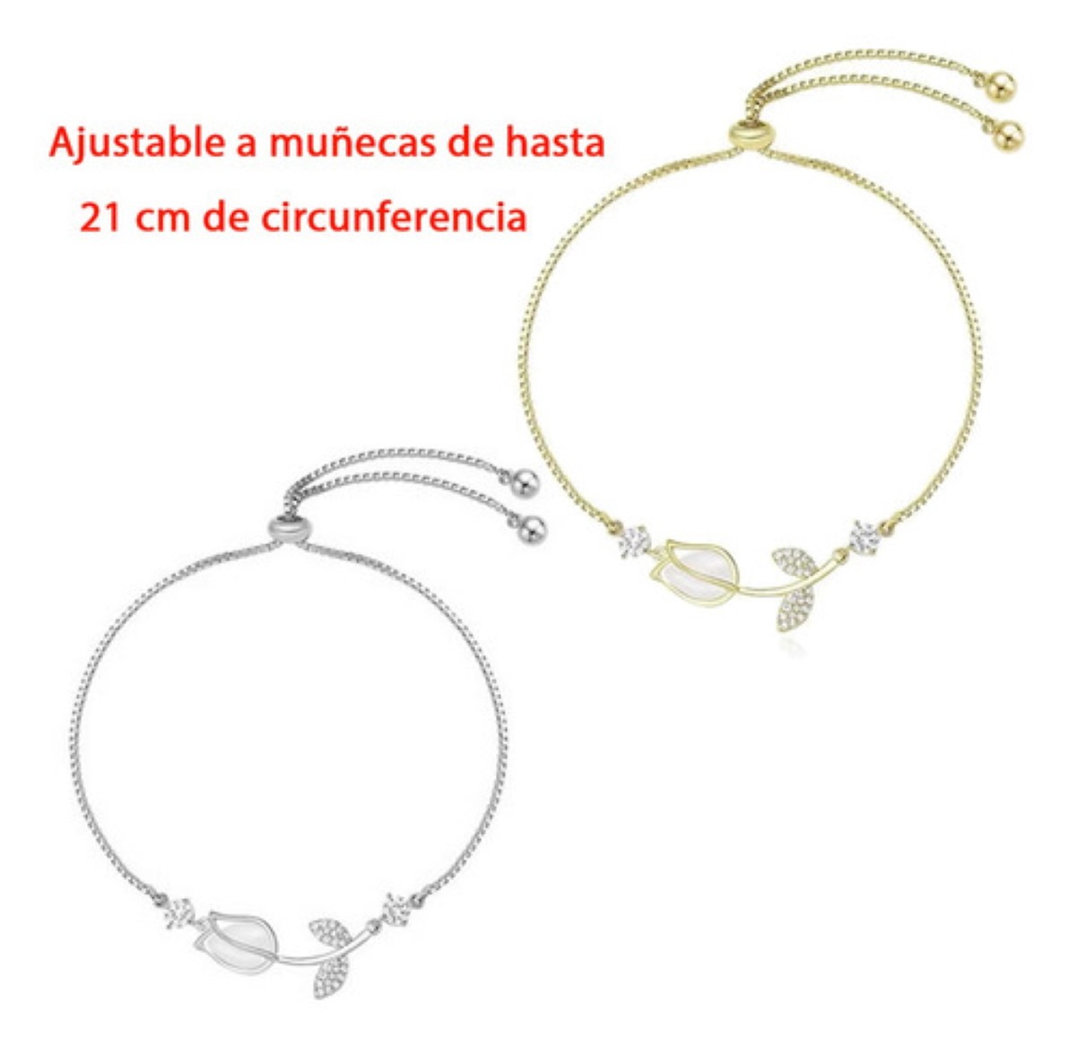 2pz Pulsera Para Dama Hermoso Tulipán Sofisticado Y Elegante color Oro