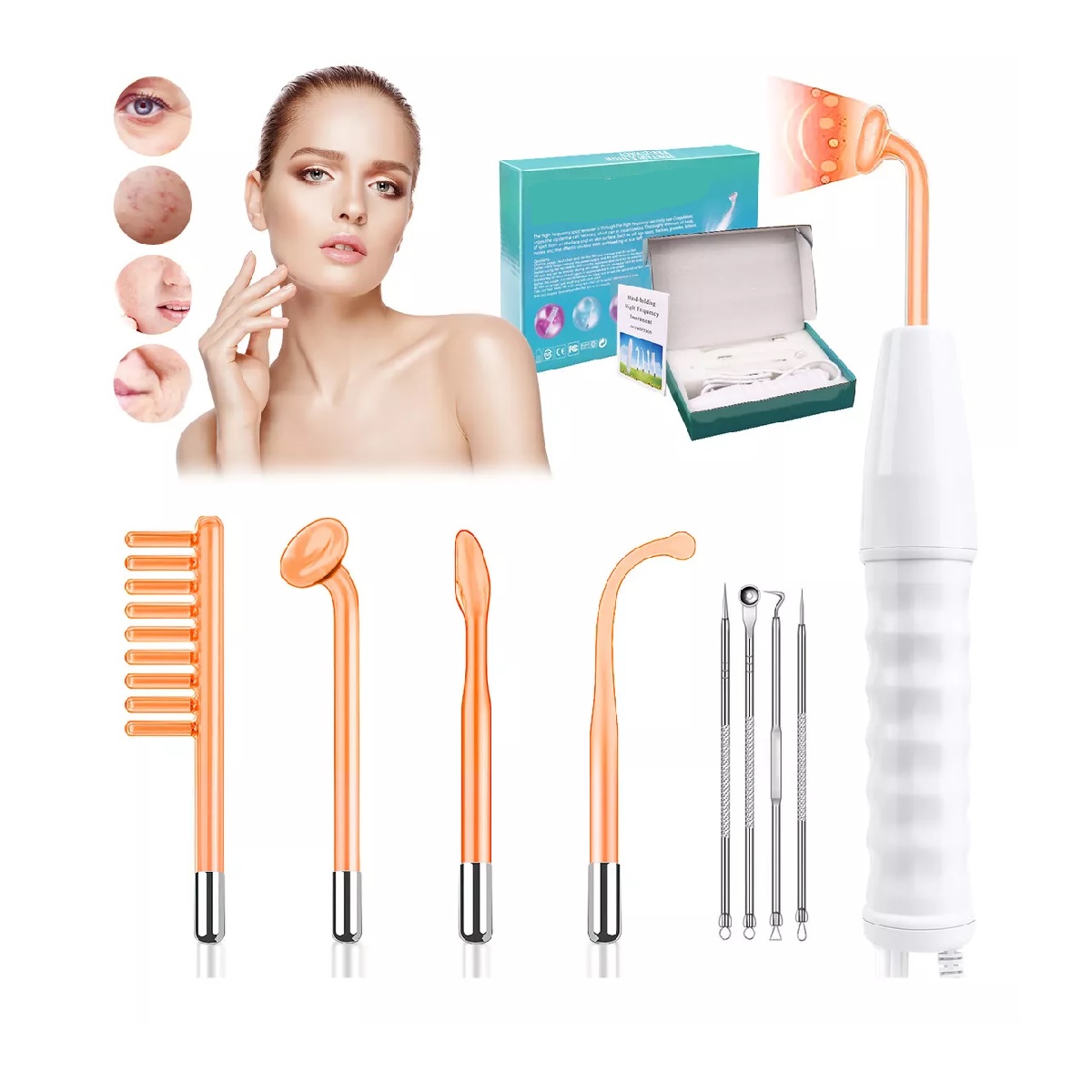 Kit Terapia Piel Alta Frecuencia Facial Blanco