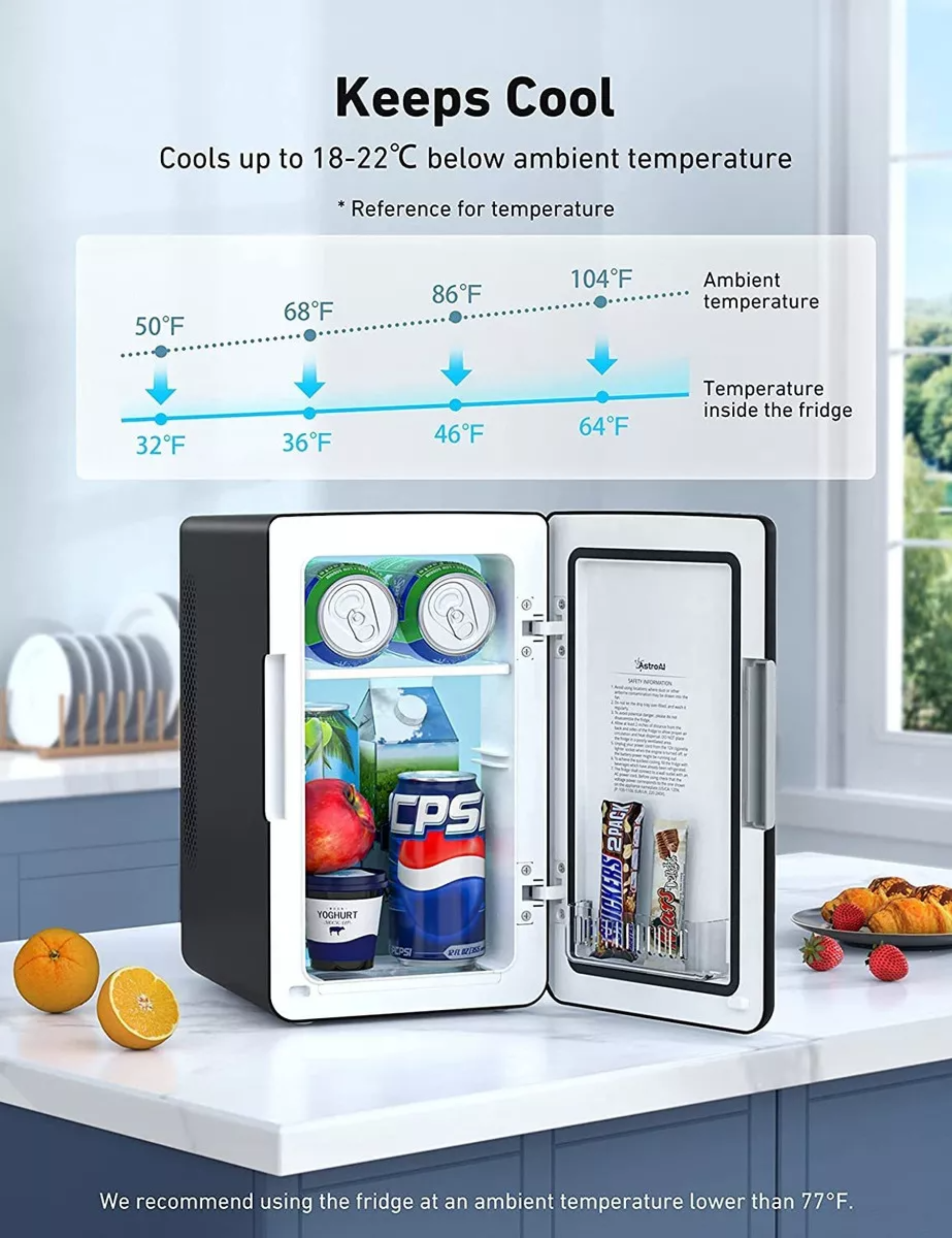 Minirefrigerador Astroai 2.0 De 6 Litros Para Maquillaje Y C