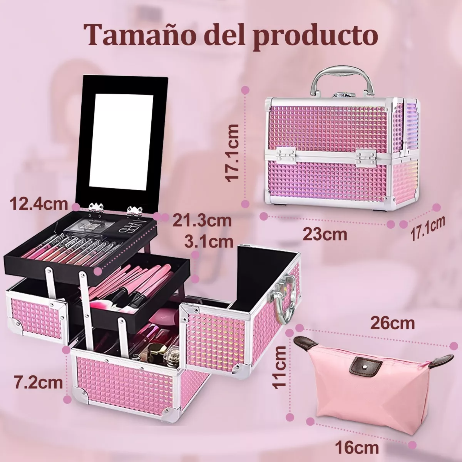 Neceser Maletín Reforzado Cosmetiquera Profesional Portátil
