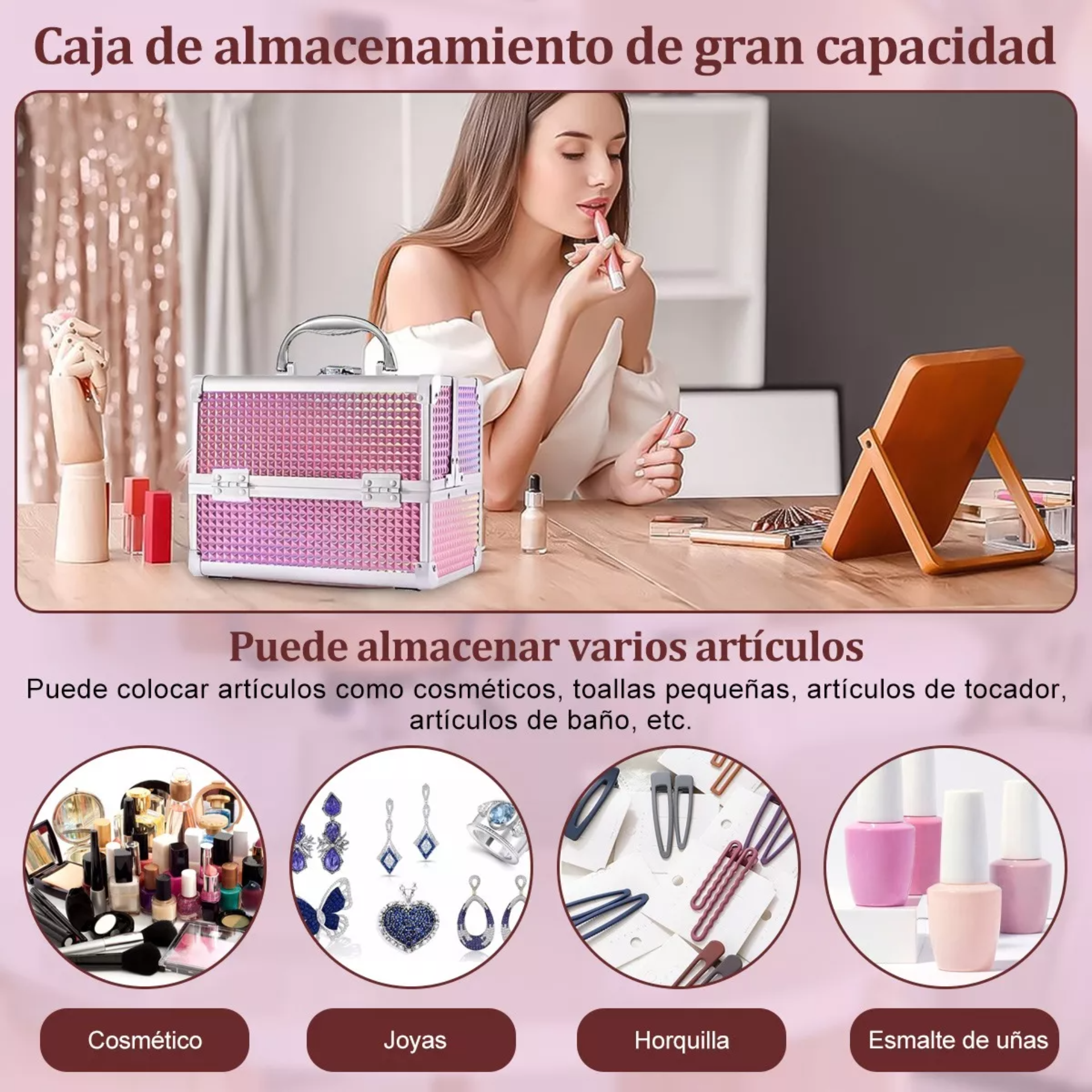 Neceser Maletín Reforzado Cosmetiquera Profesional Portátil