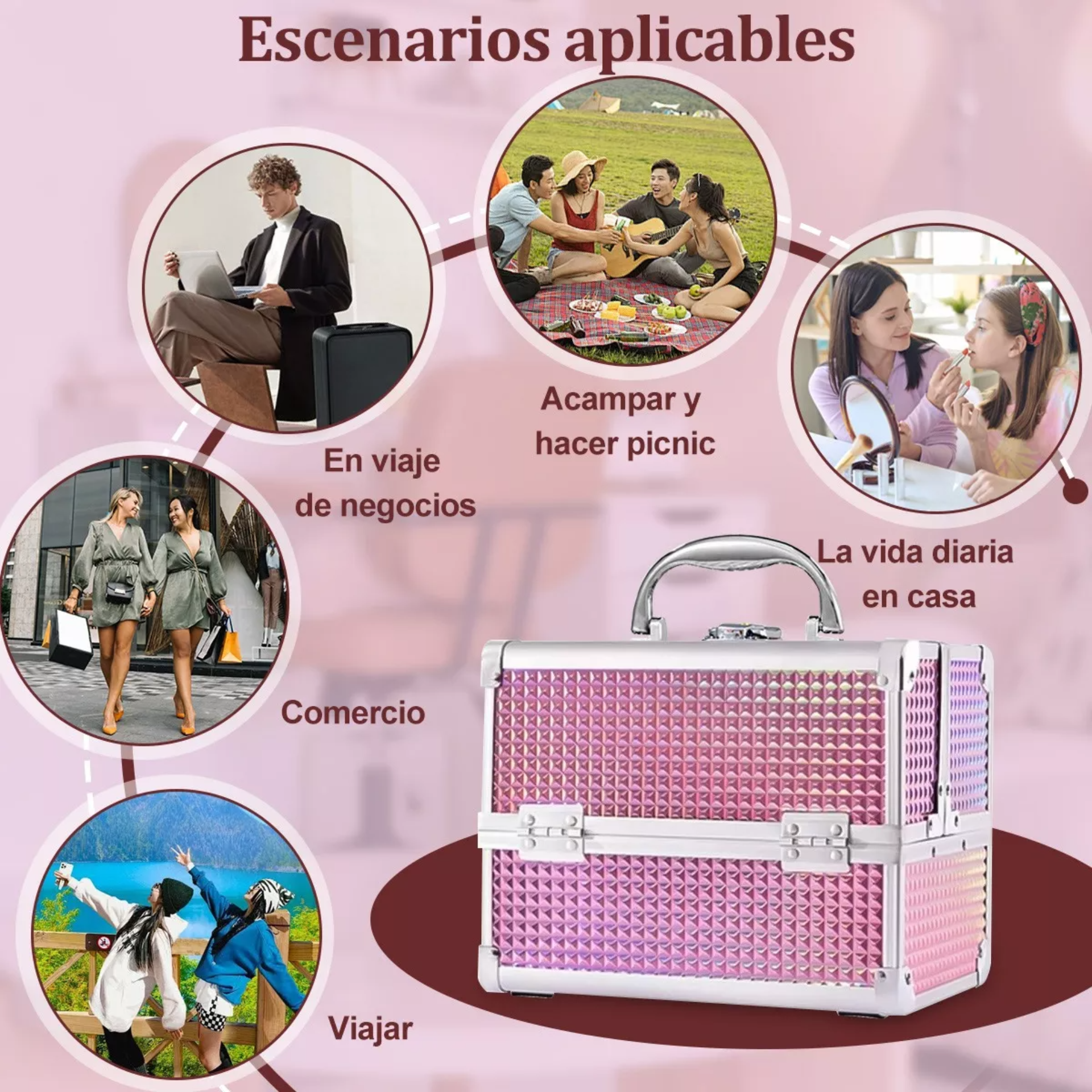 Neceser Maletín Reforzado Cosmetiquera Profesional Portátil