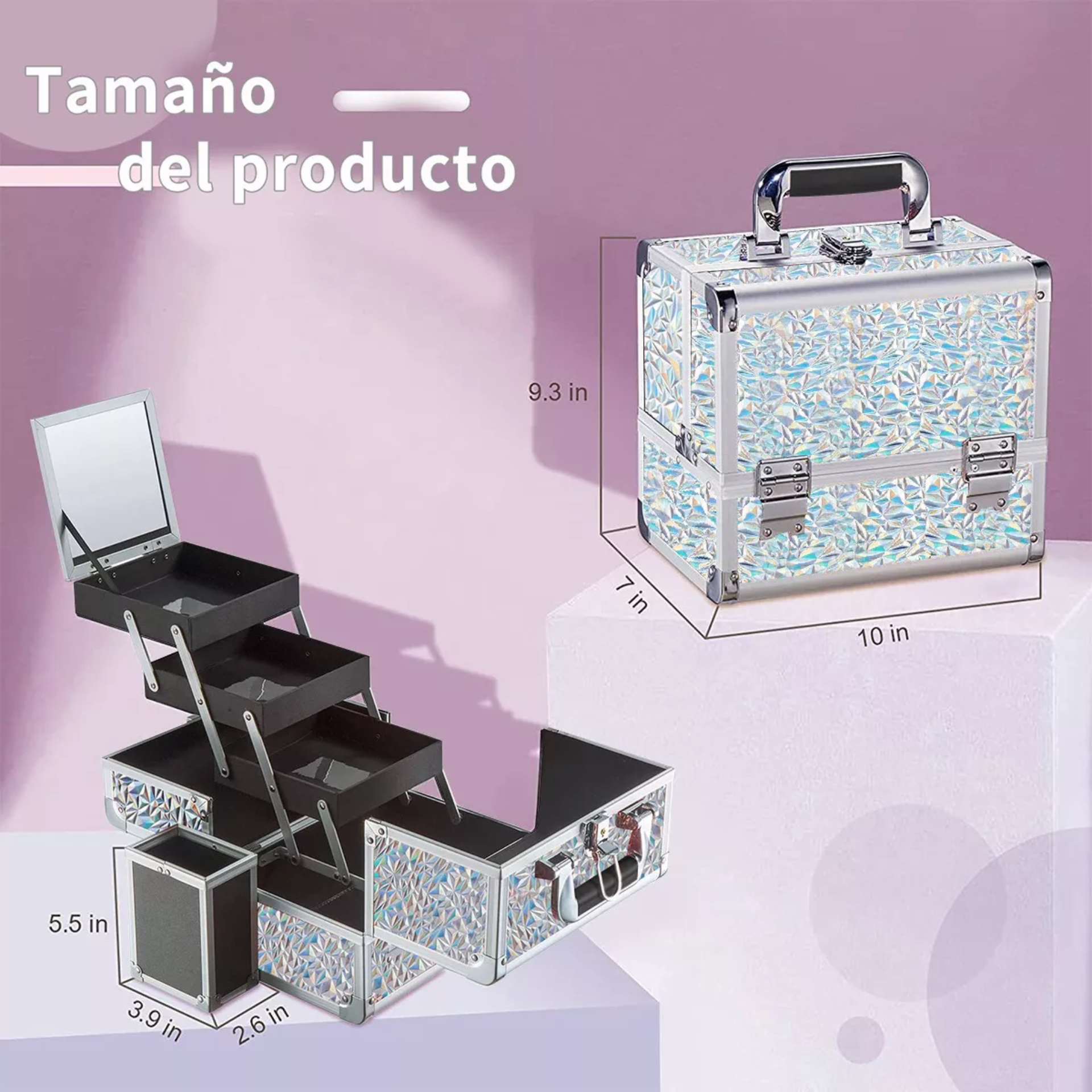 Neceser Maletín Cosmetiquera Profesional Aluminio Portátil