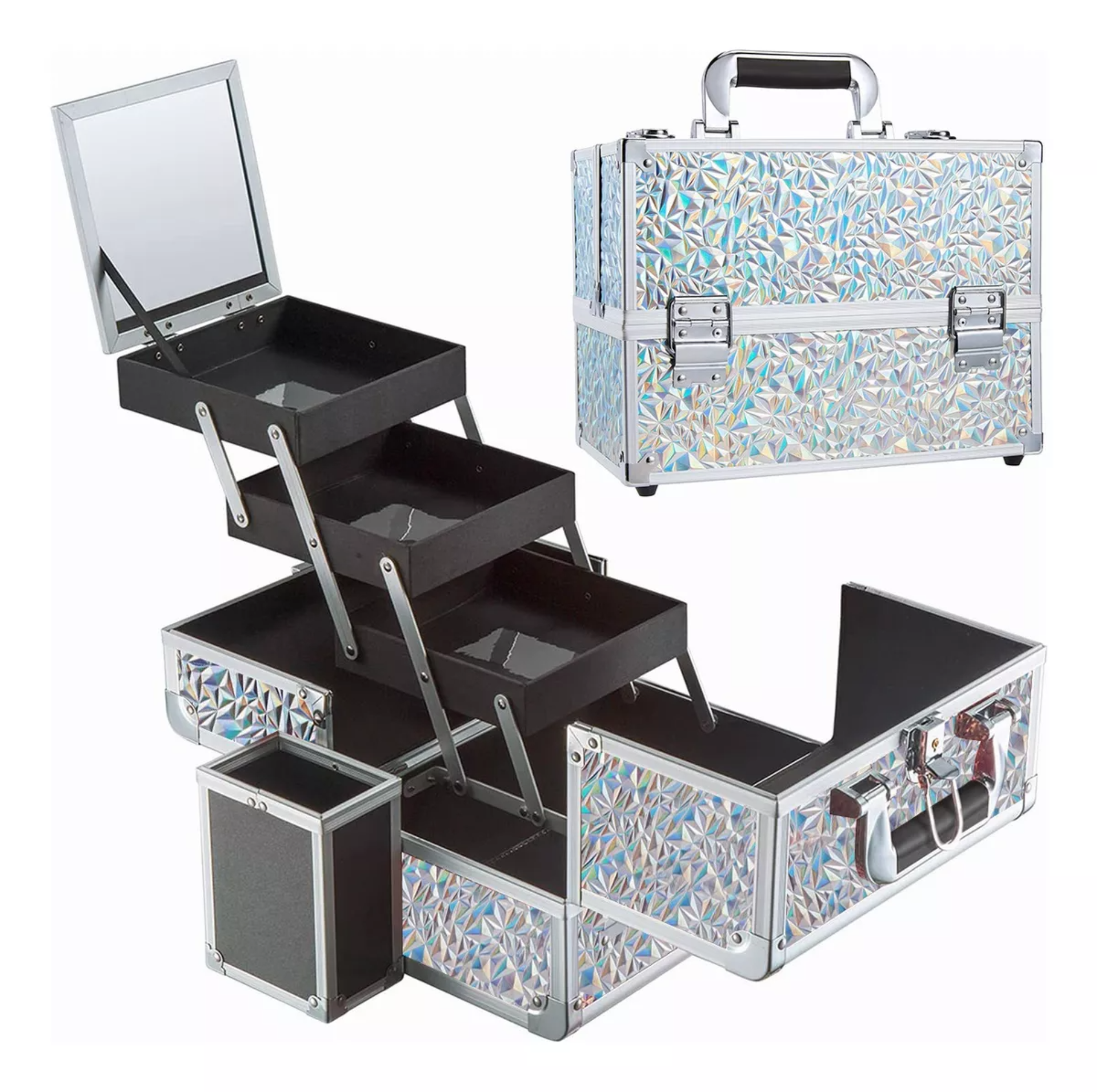 Neceser Maletín Cosmetiquera Profesional Aluminio Portátil