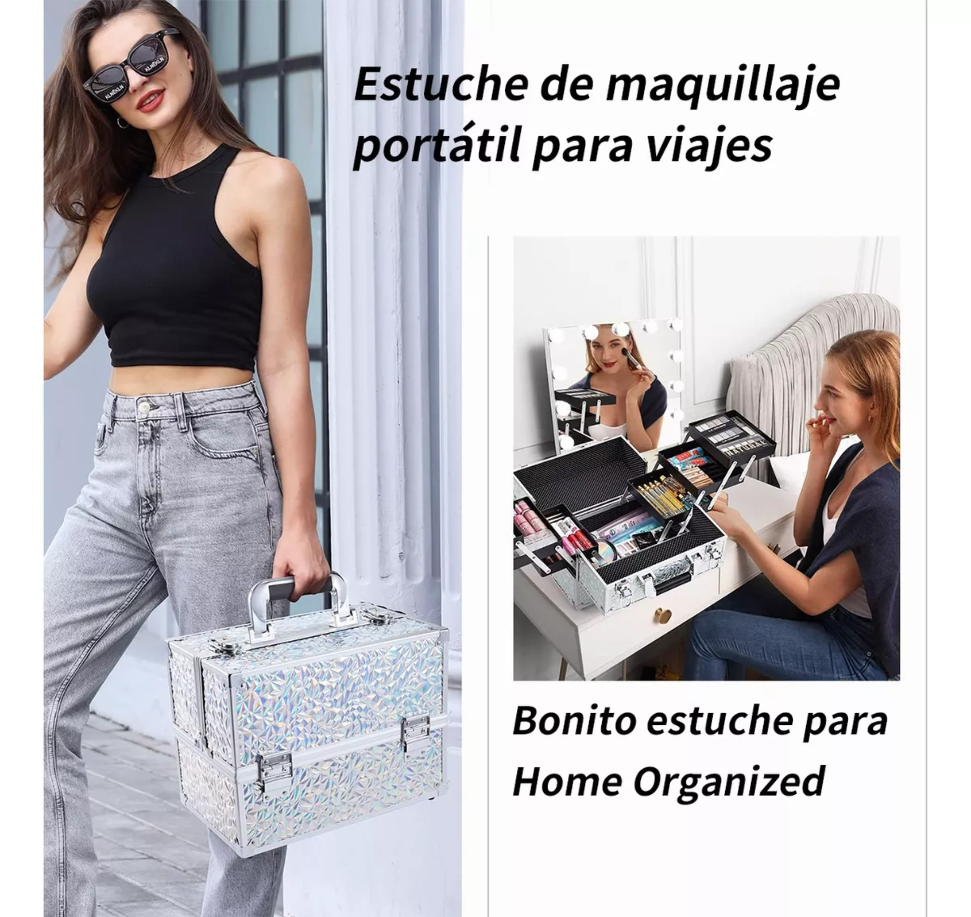 Neceser Maletín Cosmetiquera Profesional Aluminio Portátil