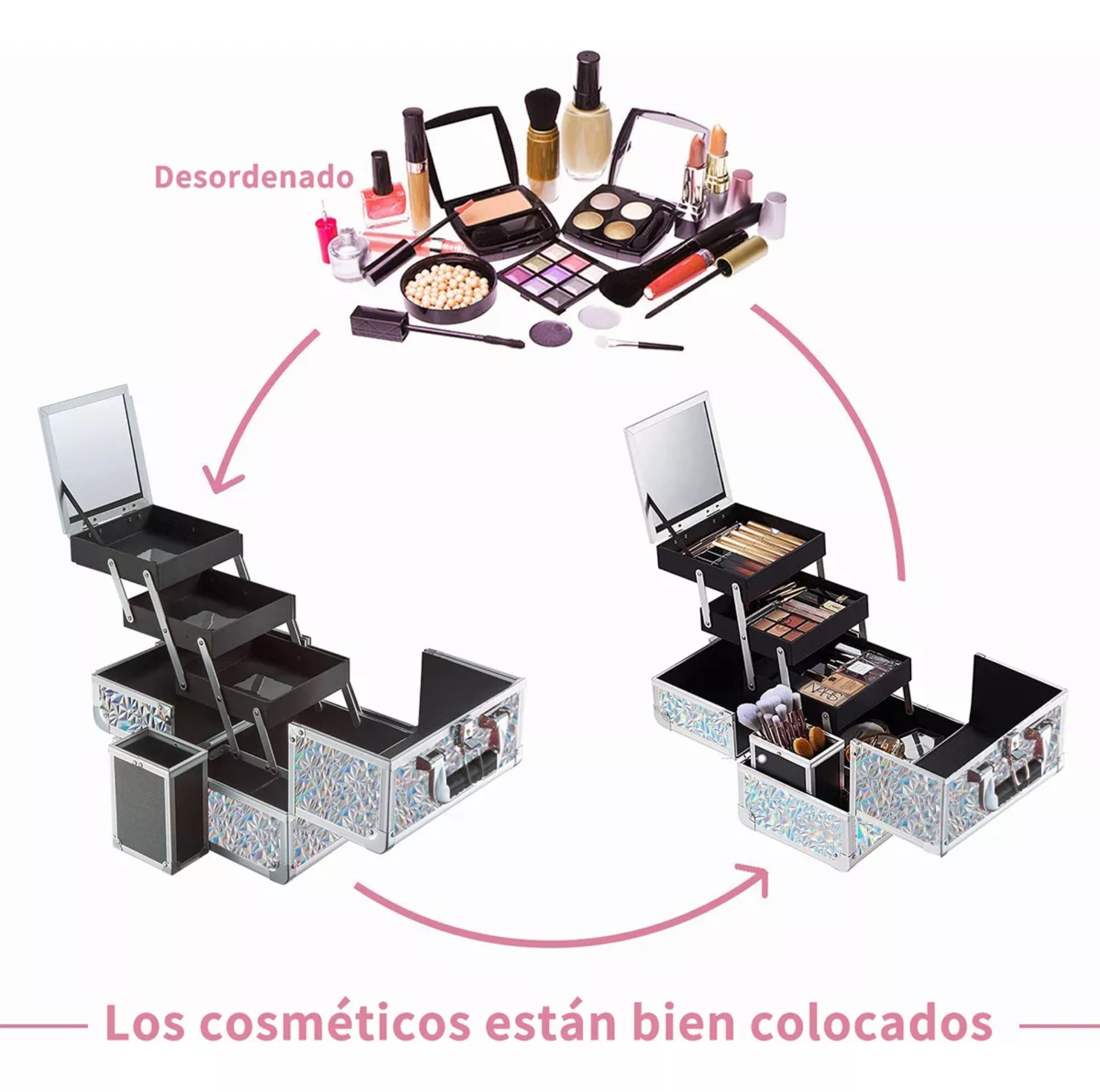 Neceser Maletín Cosmetiquera Profesional Aluminio Portátil