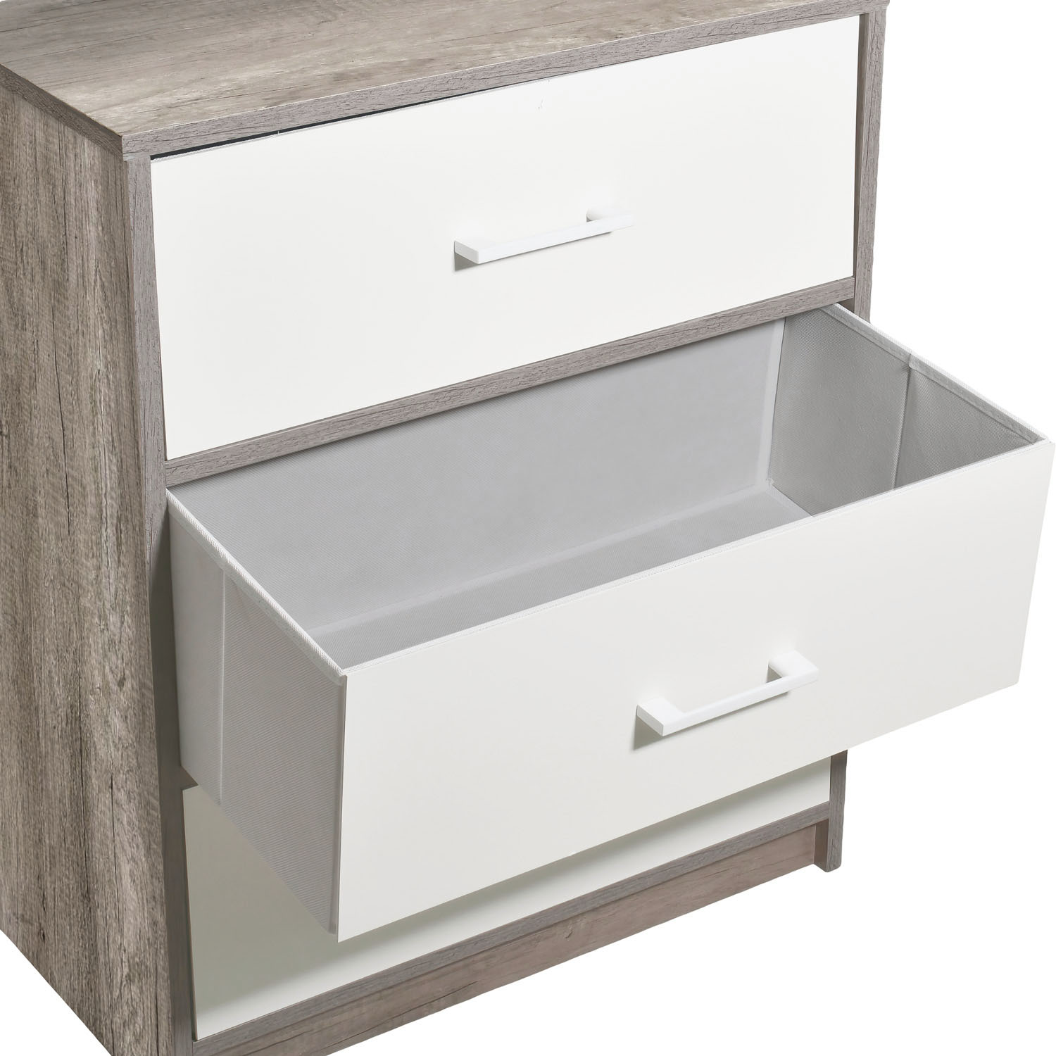 Mueble Comoda Cajonera 3 Cajones Tela Estructura Acero Mdf
