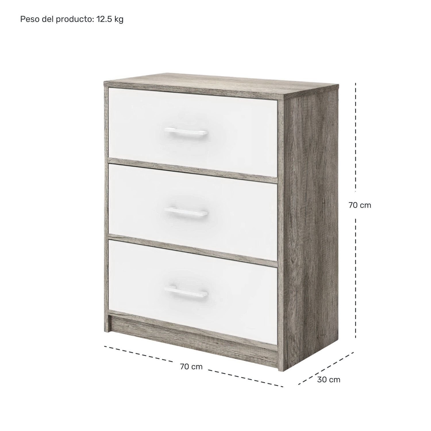 Mueble Comoda Cajonera 3 Cajones Tela Estructura Acero Mdf