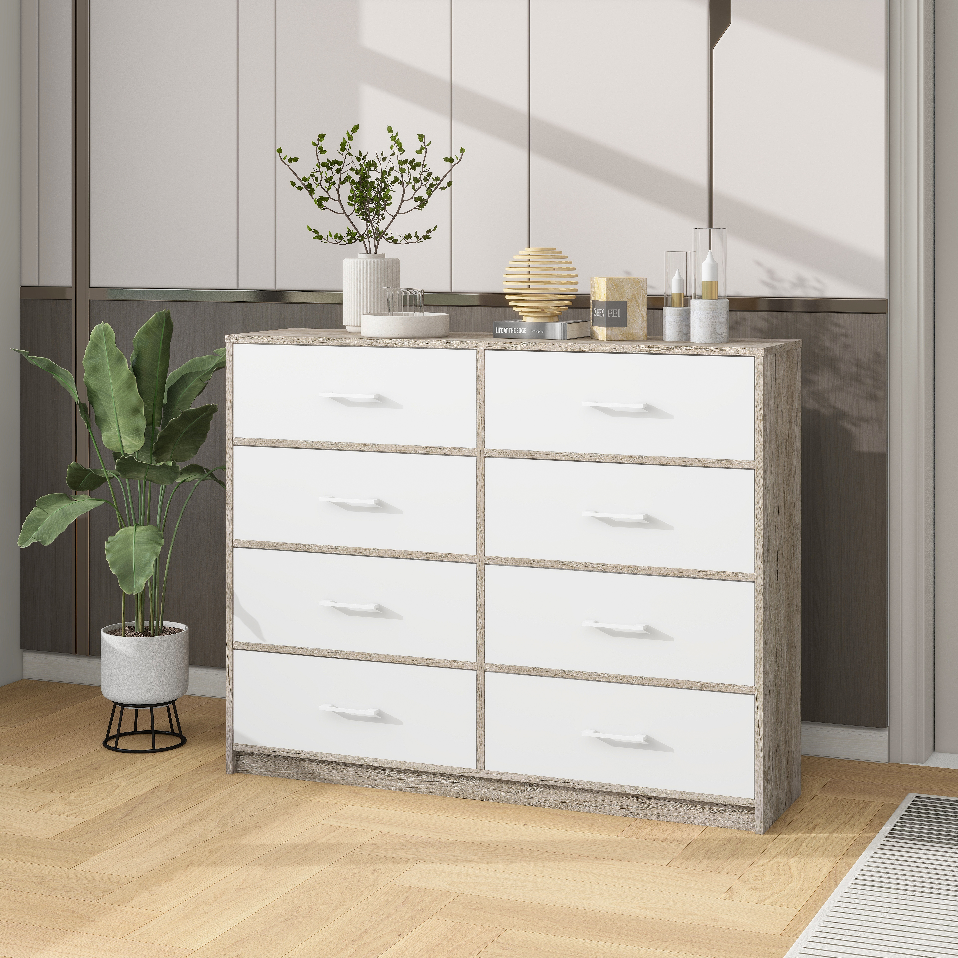 Mueble Comoda Cajonera 8 Cajones Tela Estructura Acero Mdf