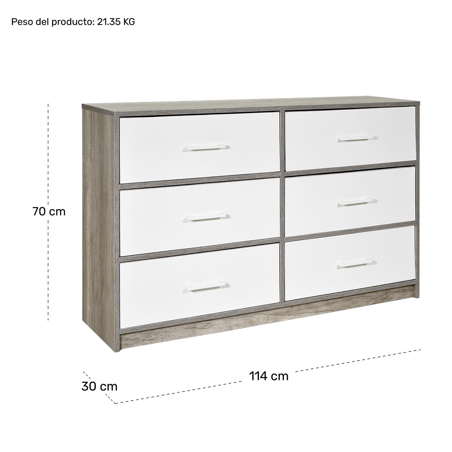 Mueble Comoda Cajonera 6 Cajones Tela Estructura Acero Mdf