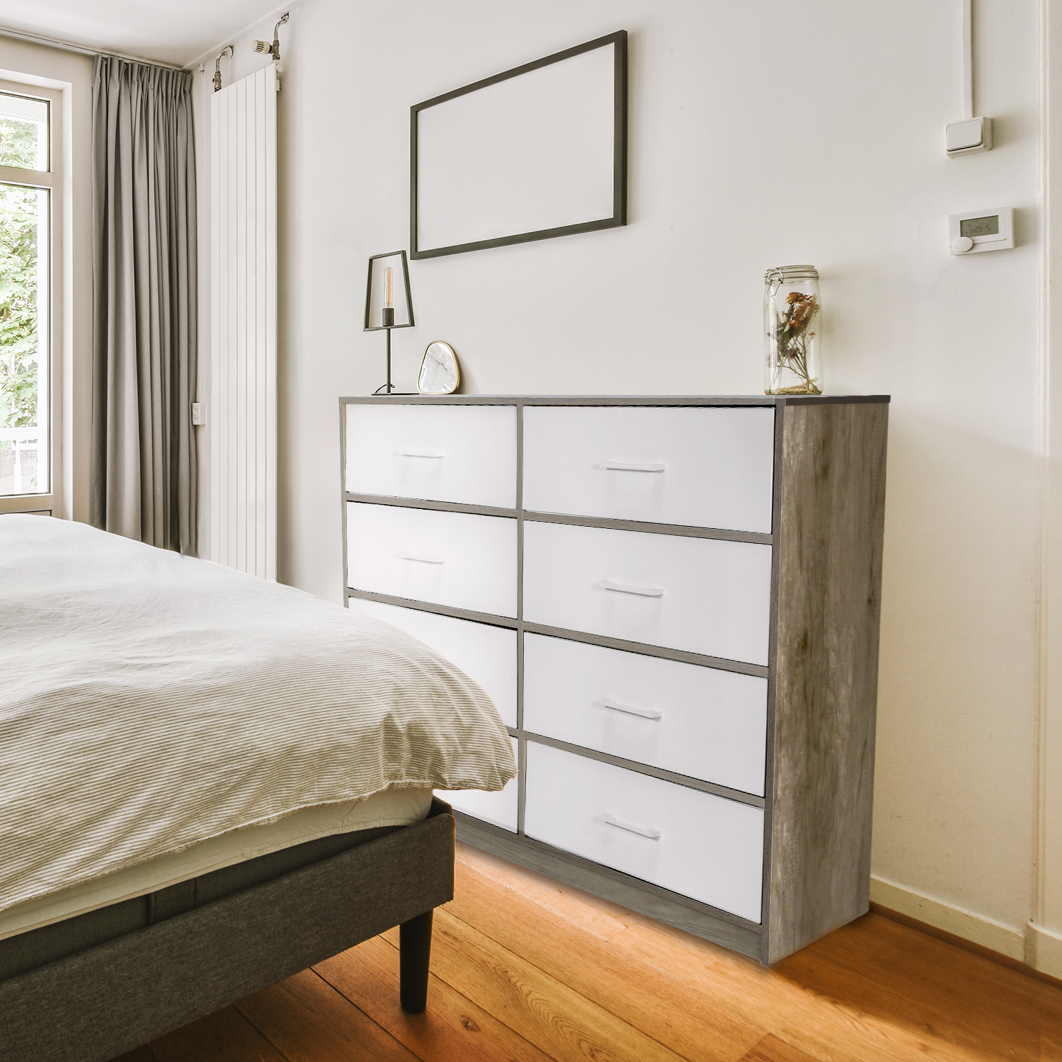 Mueble Comoda Cajonera 8 Cajones Tela Estructura Acero Mdf