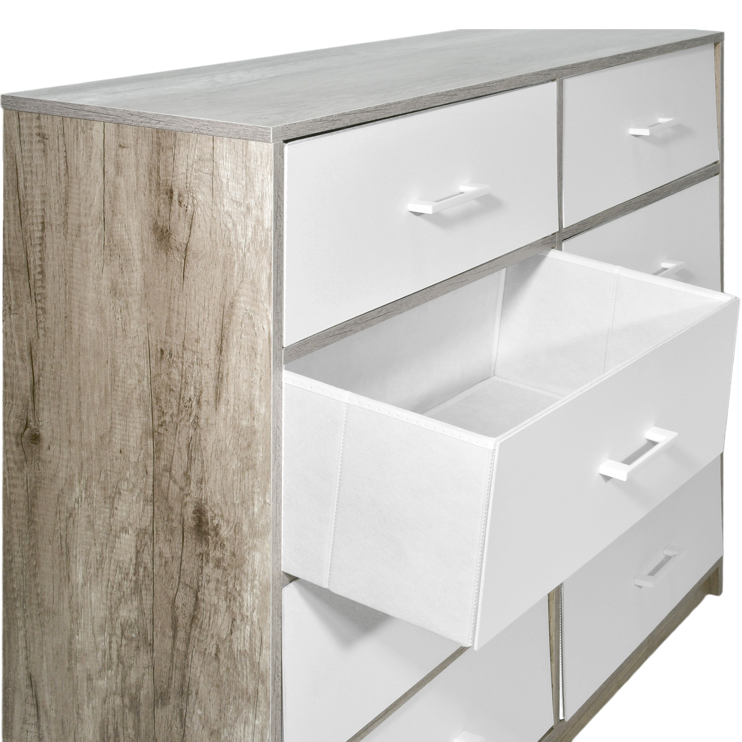 Mueble Comoda Cajonera 8 Cajones Tela Estructura Acero Mdf