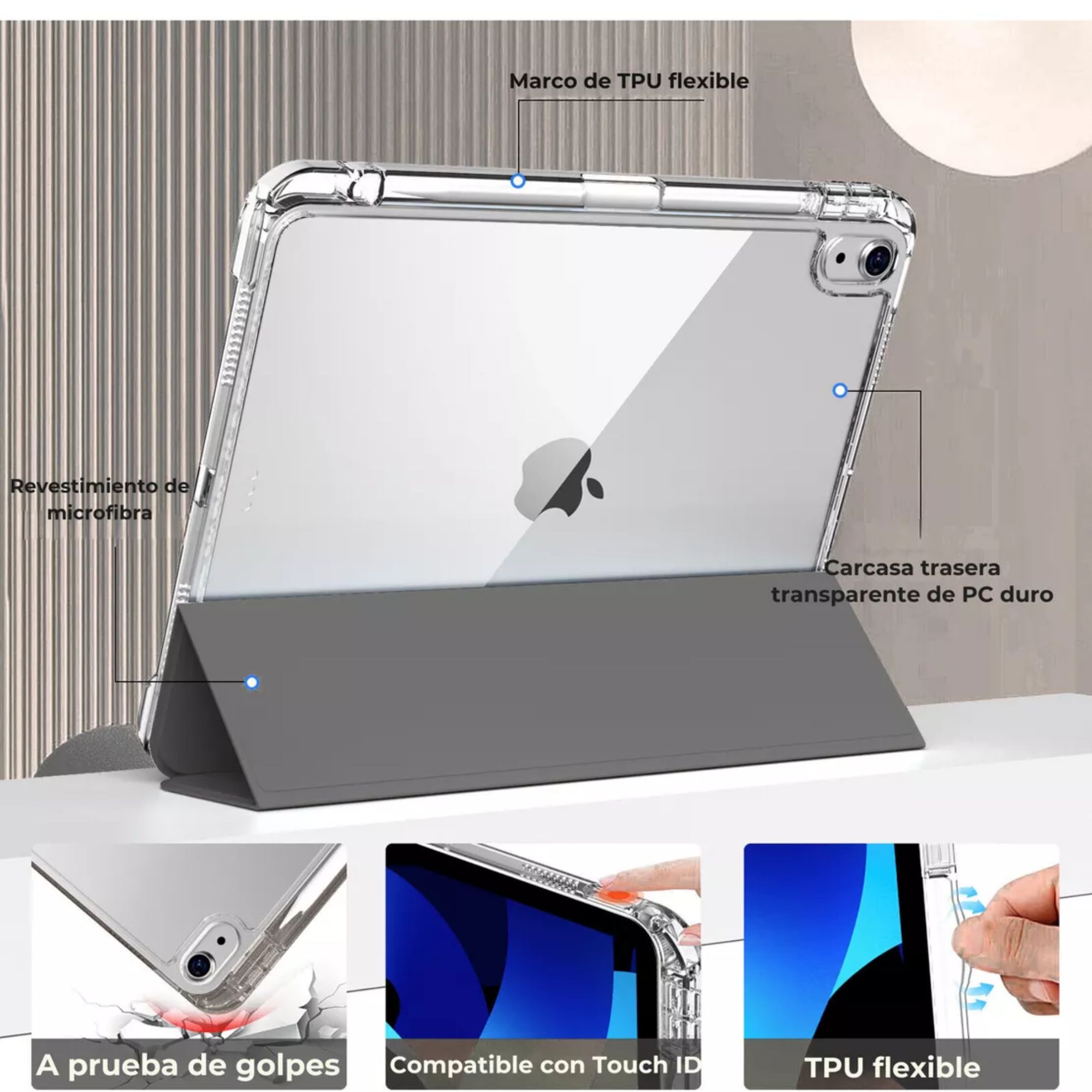 Funda Para iPad Pro 11 2018/2020/2022 Smart Cover Soporte Color Negro