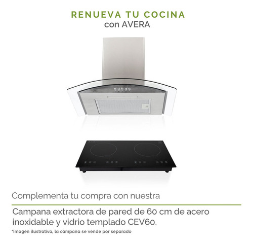 Avera Parrilla De Inducción De 2 Zonas Estufa Eléctrica Piv2 Color Negro