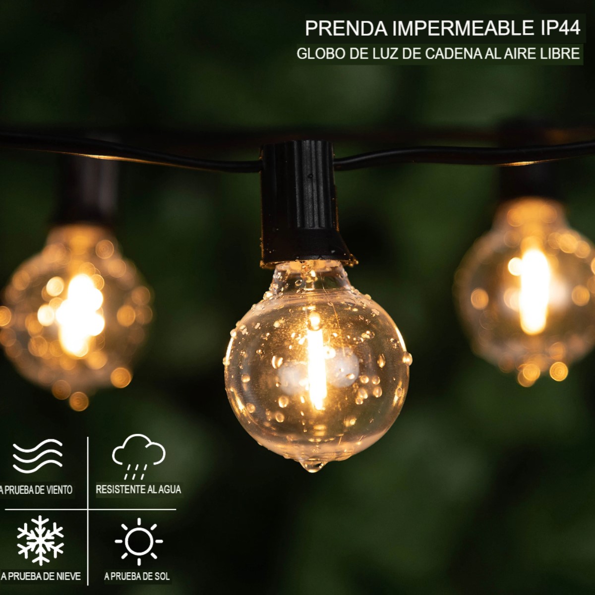 Guirnalda tira luces 7.6M exteriores bombilla Led impermeable inastillable cadena decoración Patio