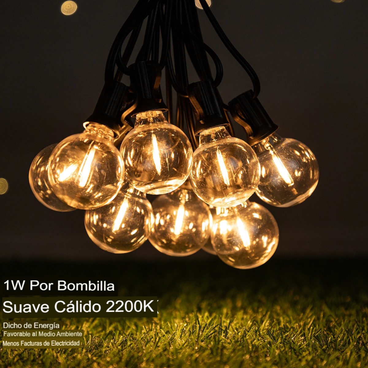 Guirnalda tira luces 7.6M exteriores bombilla Led impermeable inastillable cadena decoración Patio