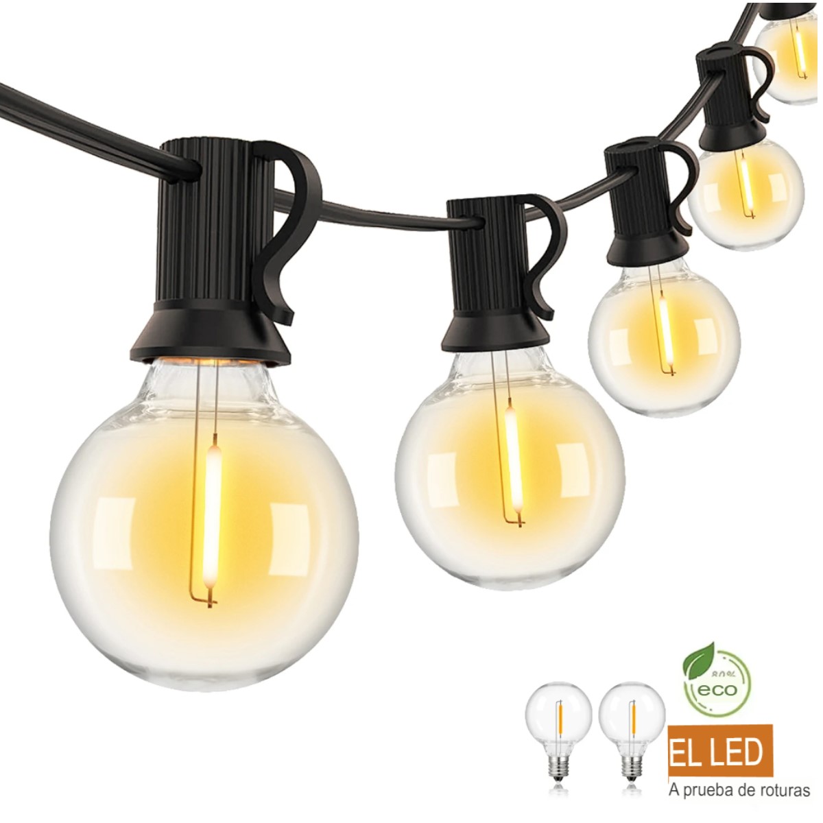 Guirnalda tira luces 7.6M exteriores bombilla Led impermeable inastillable cadena decoración Patio