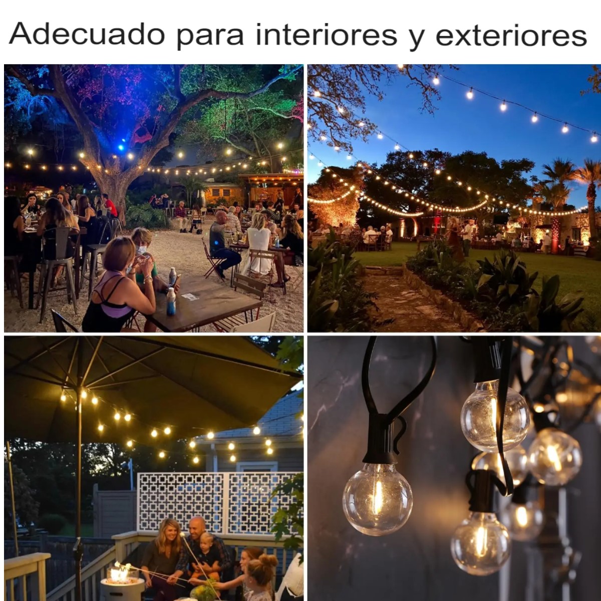 Guirnalda tira luces 7.6M exteriores bombilla Led impermeable inastillable cadena decoración Patio