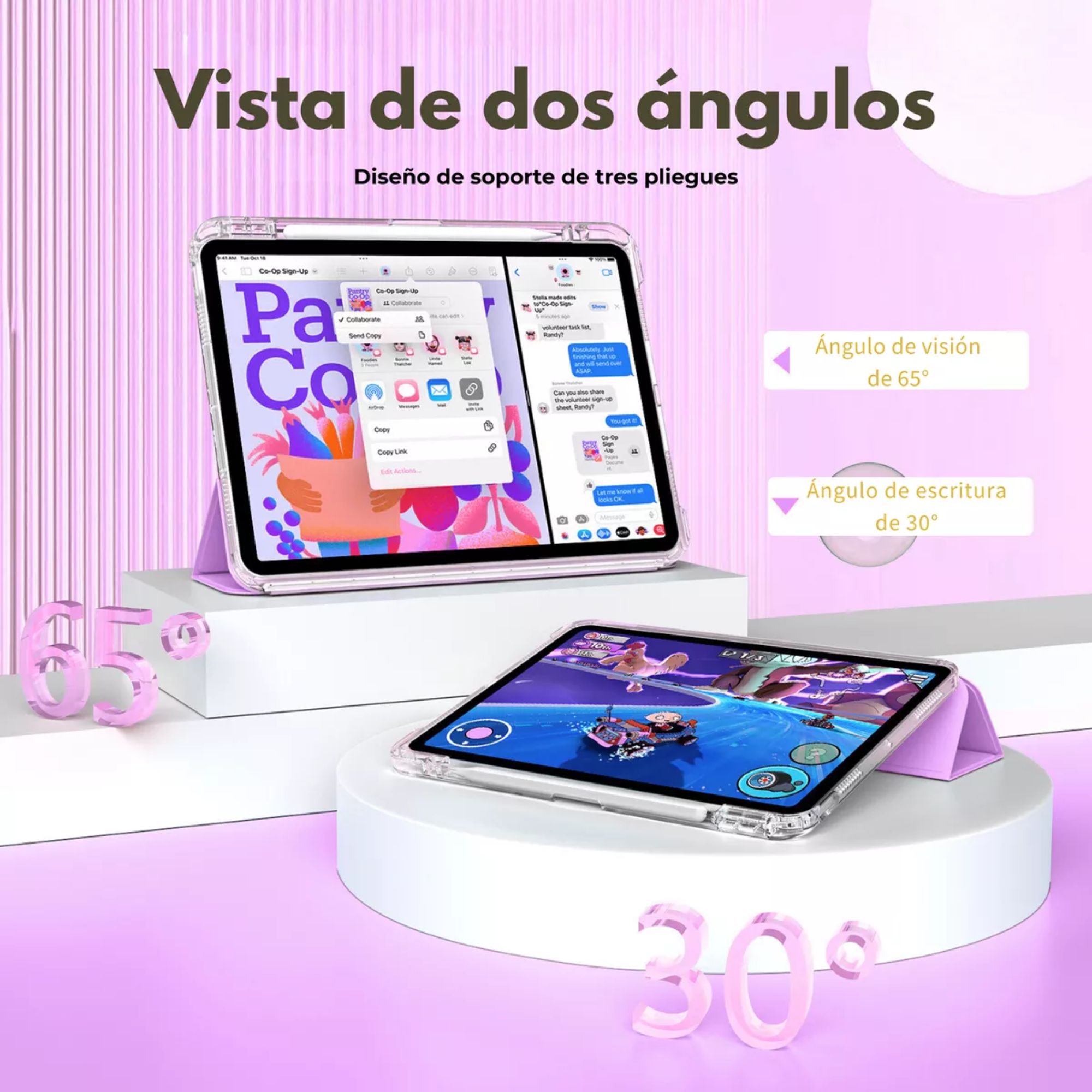 Funda Para iPad Pro 11 2018/2020/2022 Smart Cover Soporte Color Rosa