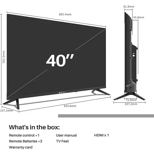 SANSUI PANTALLA 40 FHD LED SMART ANDROID TV 3 HDMI 1 USB