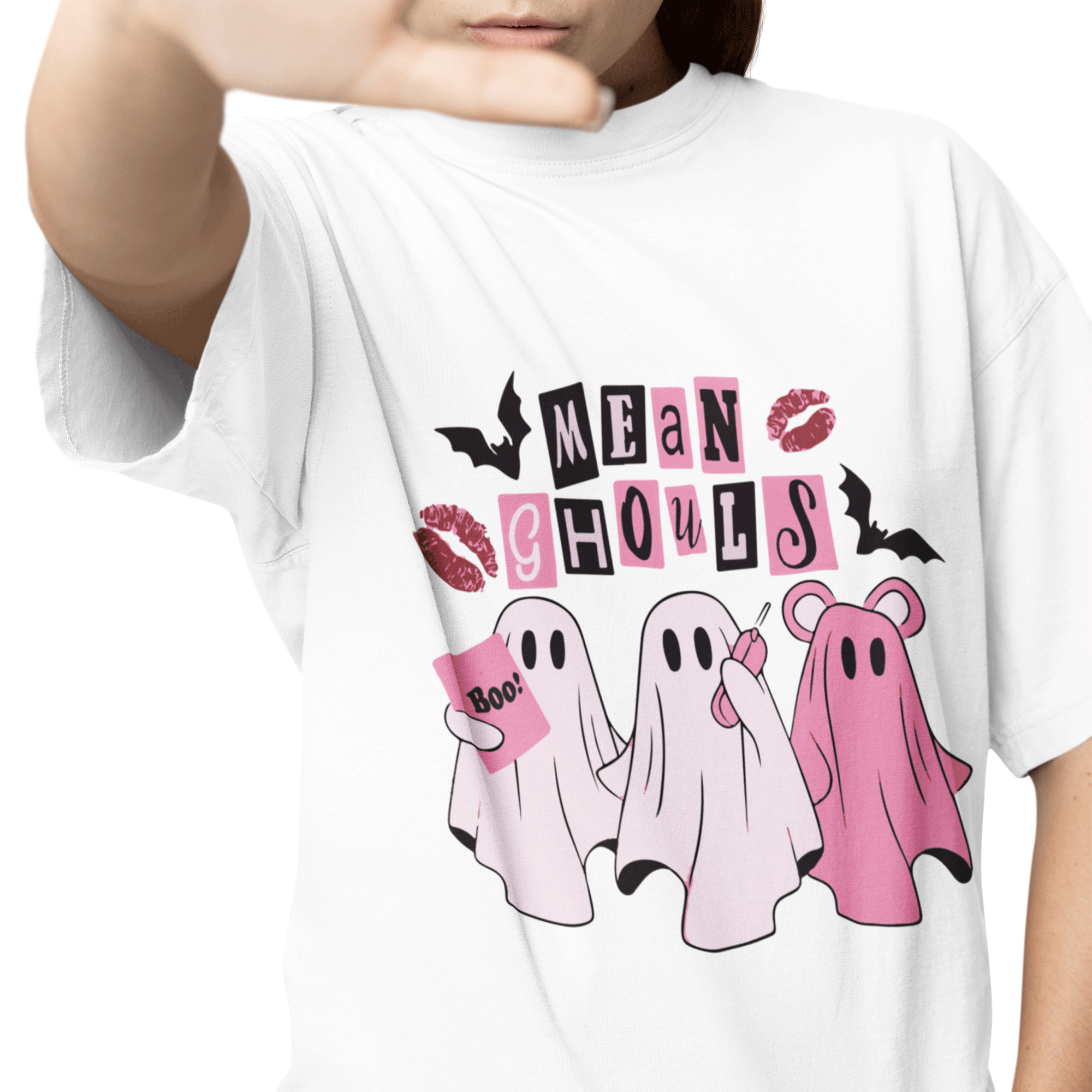 Playera Oversize de Manga Corta Unisex con Diseño de Ghost Girl  Blanca Cómoda y de Alta Calidad