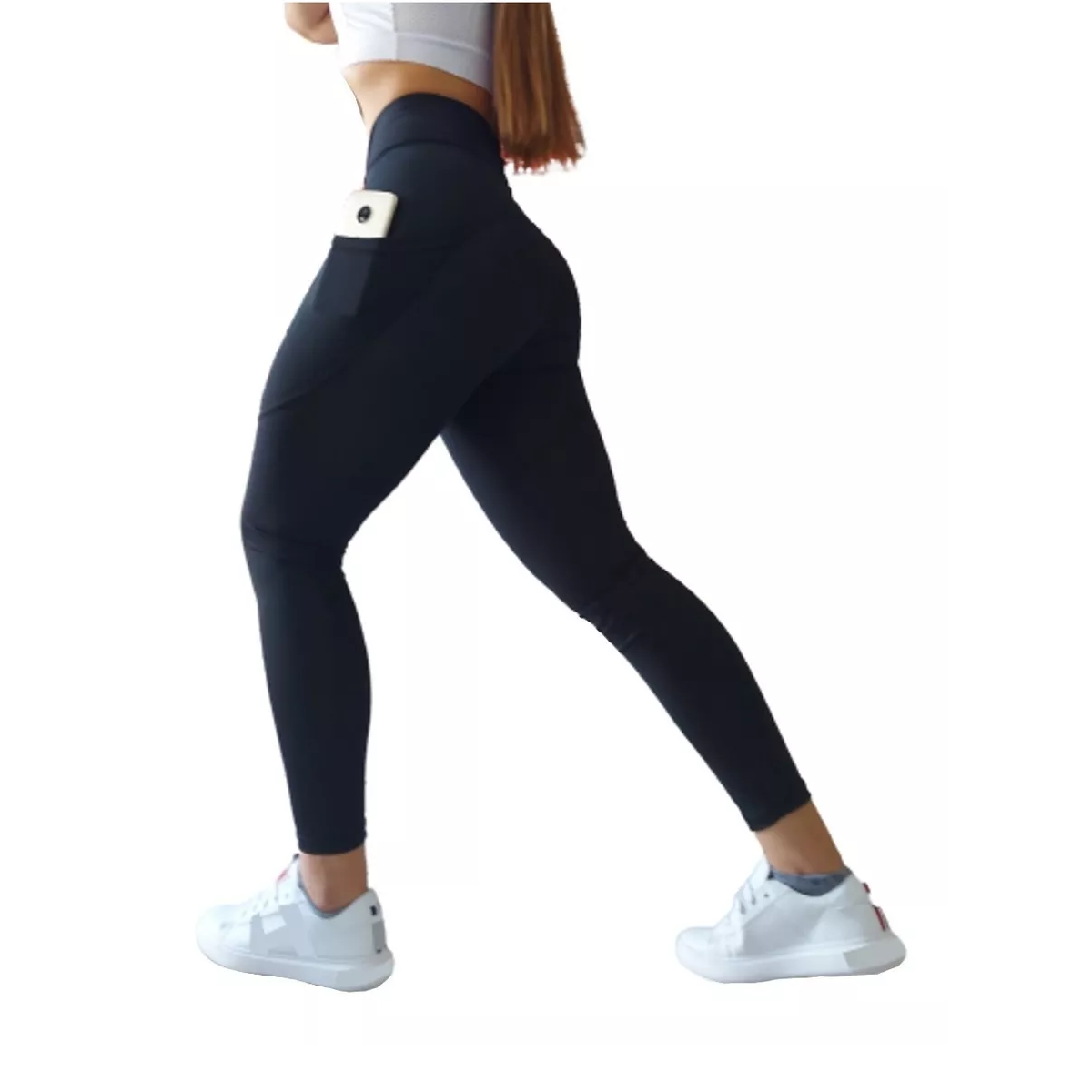 Leggins Deportivos Dama De Licra Con Bolsa Celular Gym Negro Talla G