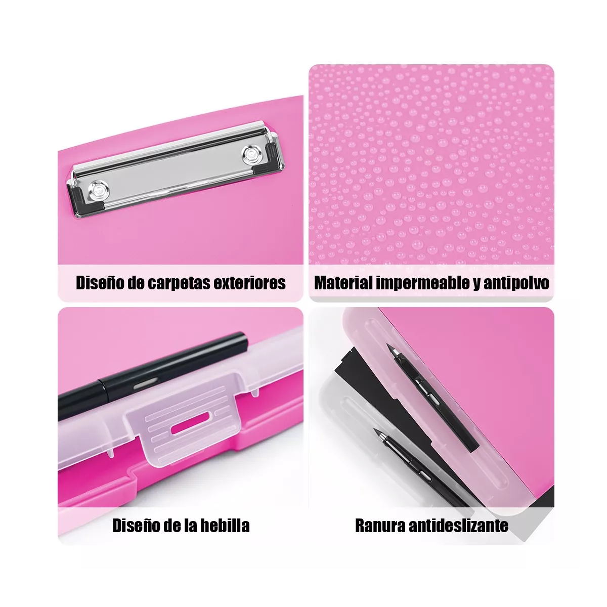 Portapapeles Papeleta Almacena Papele Tabla Clip Carta Rosa Chlicle