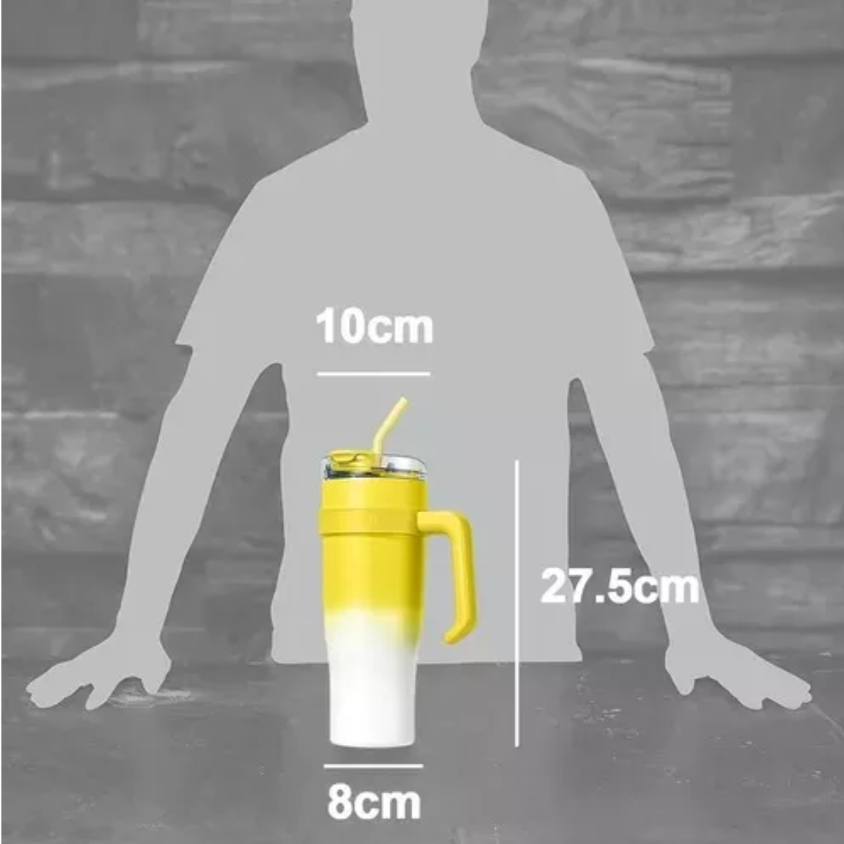 Vaso Con Popote Termos Acero Inoxidable Recipiente 40oz Amarillo Claro