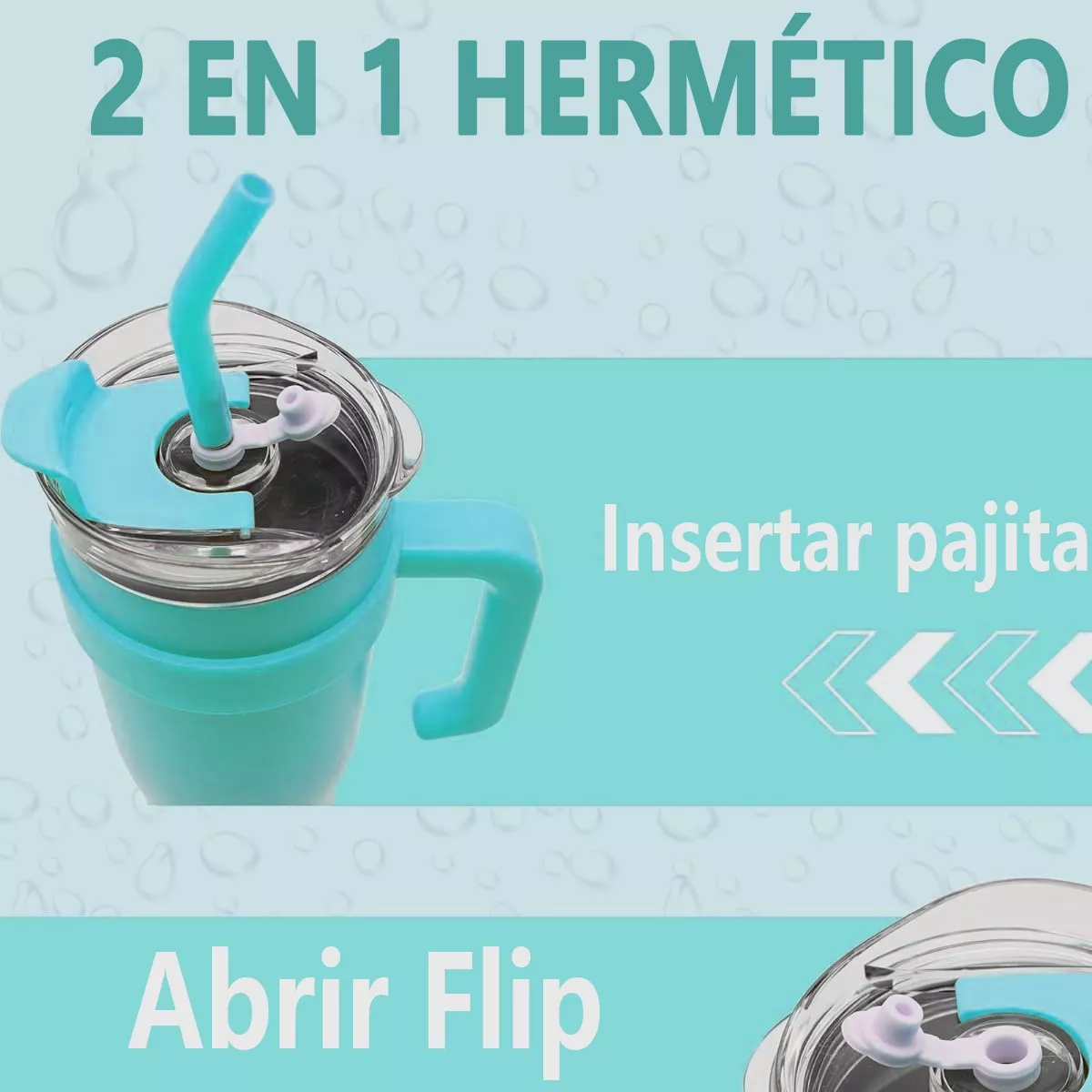 Vaso Con Popote Termos Acero Inoxidable Recipiente 40oz Azul Claro
