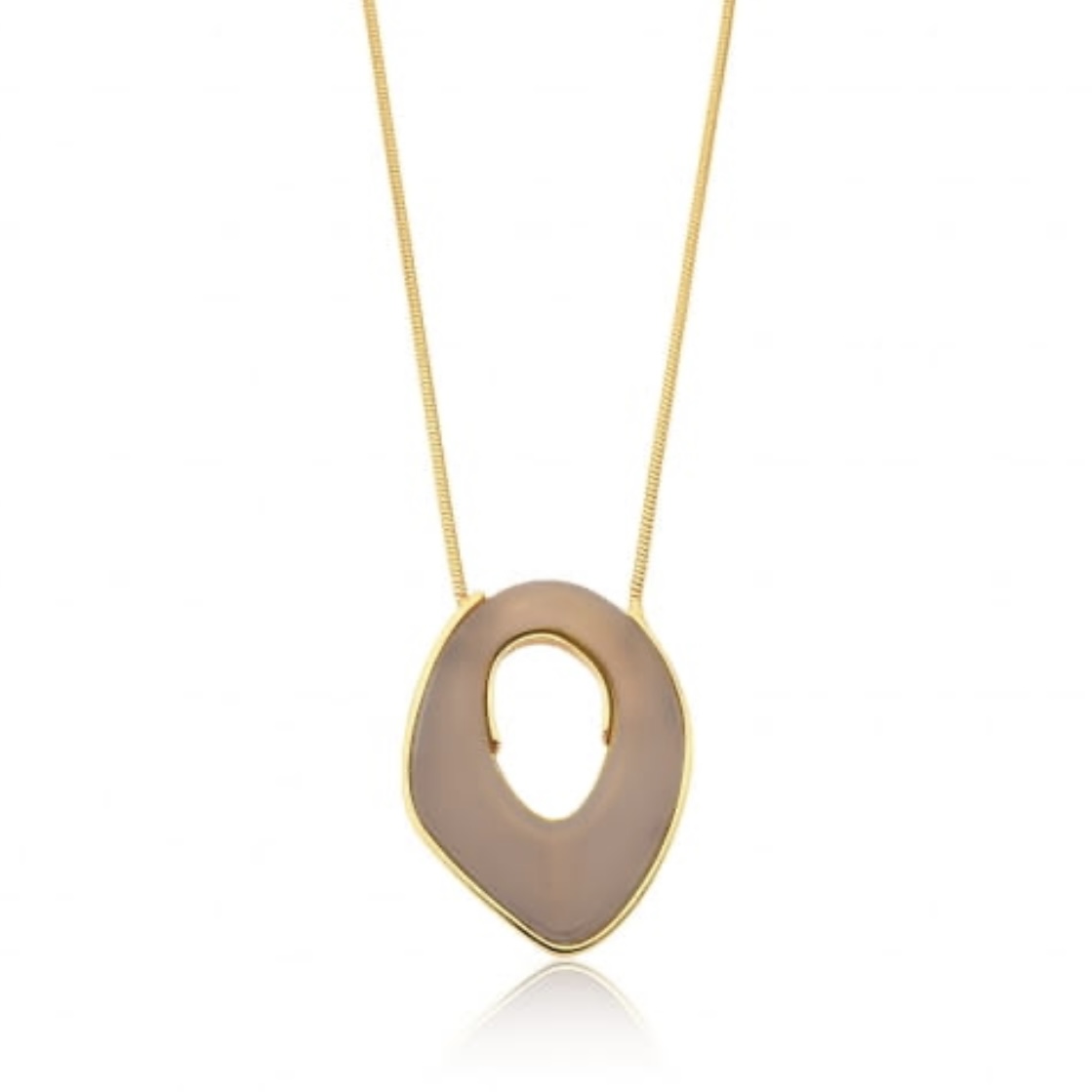 Collar Gaia Agata Gris- Chapa de oro - Baño de oro 18K, Gargantilla dorada, collar de oro, piedras naturales
