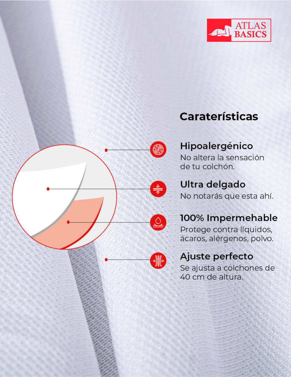Cubre Colchón King Size Impermeable Ultra Delgado 